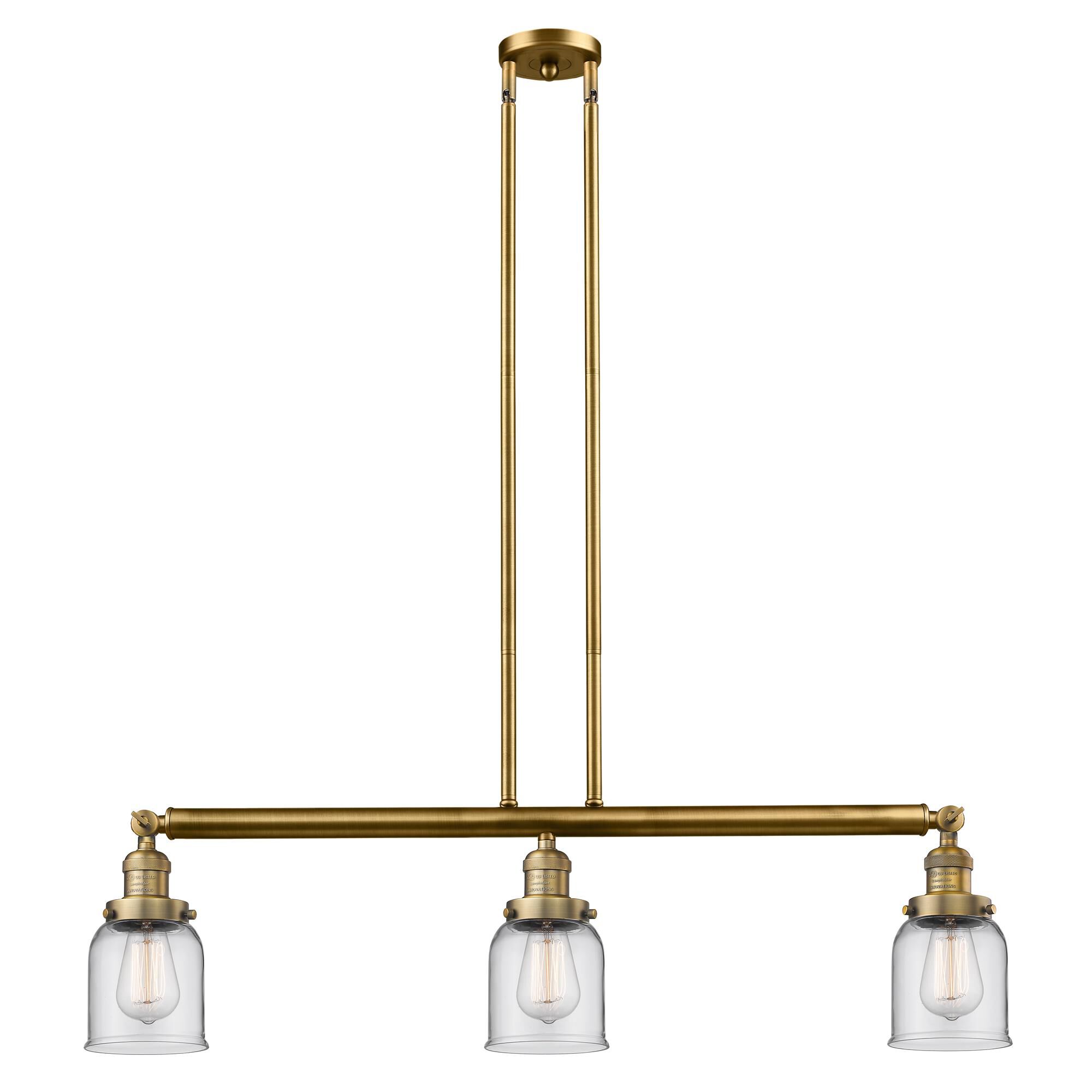 Shown in Brushed Brass finish and Clear glass