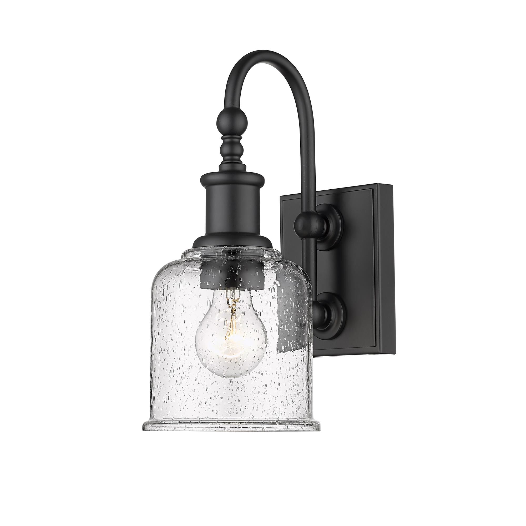Shown in Matte Black finish and Glass shade