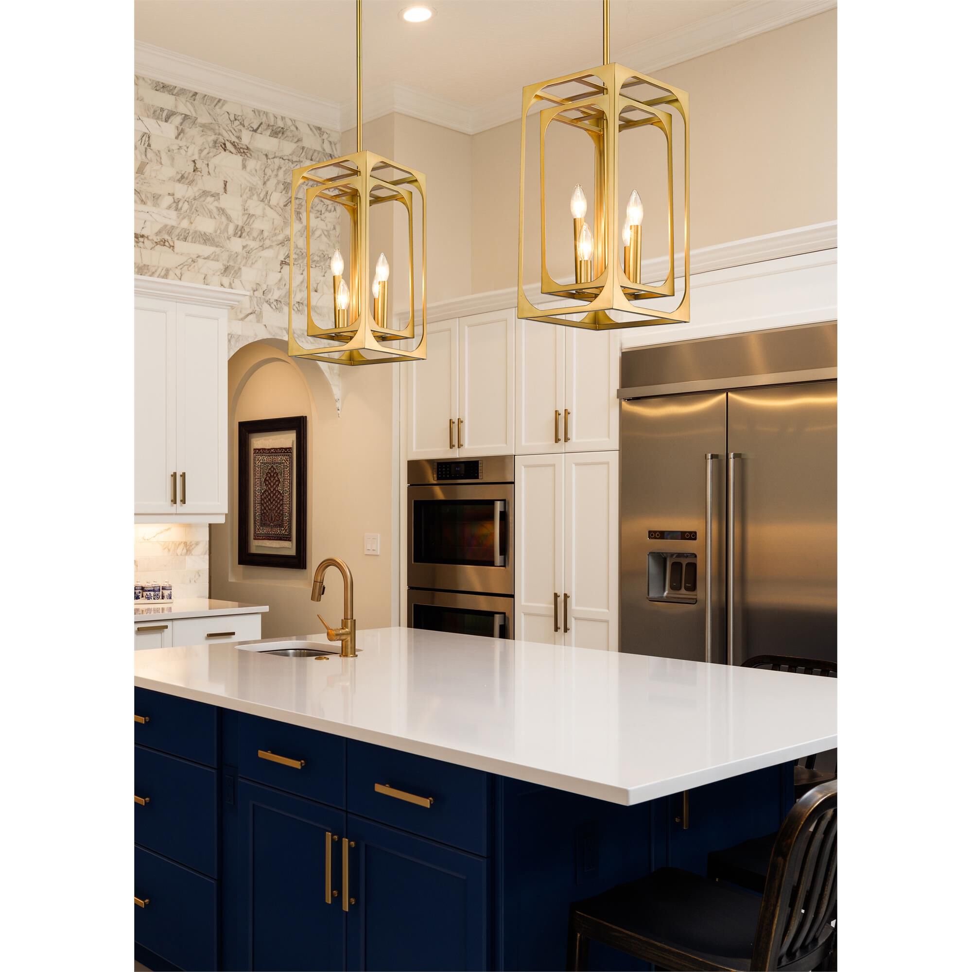 Shown in Rubbed Brass finish and Steel shade