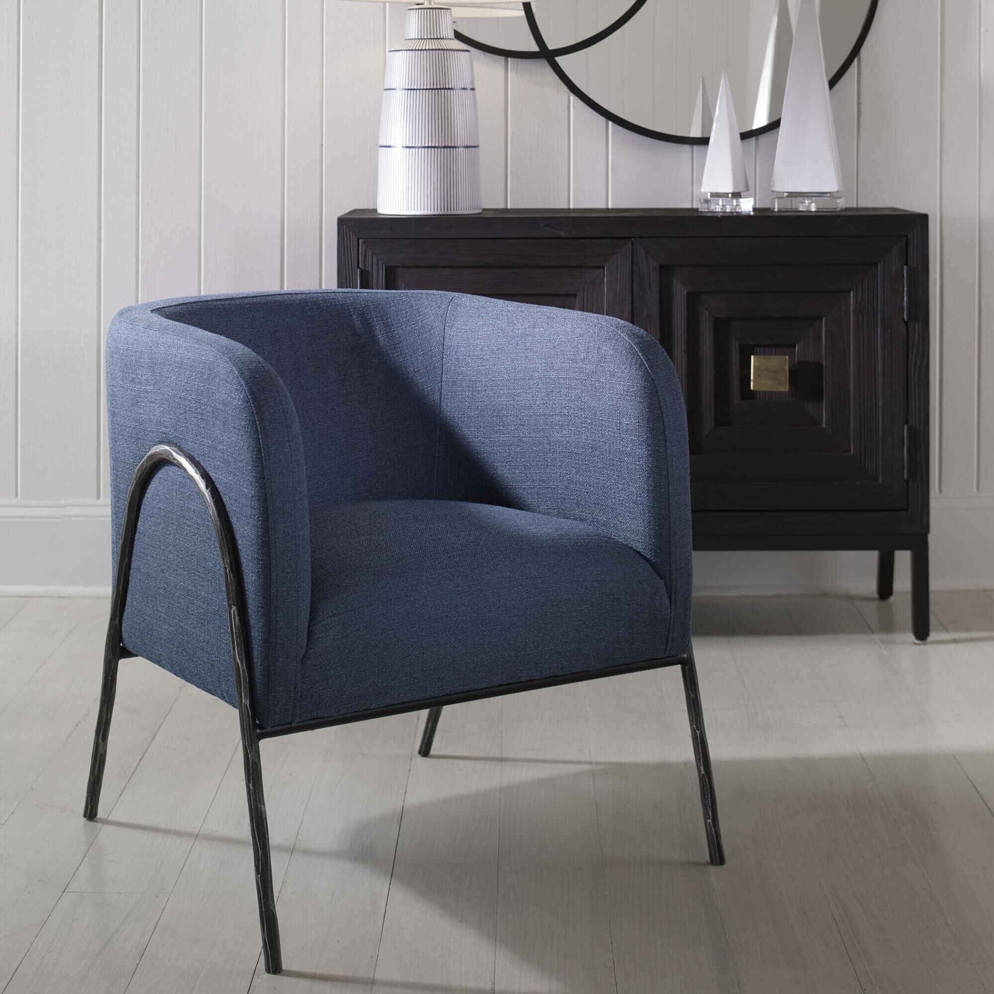 Shown in Inspired By Scandinavian Designs, This Barrel Back Style Chair Showcases Elegant Curved Lines With A finish