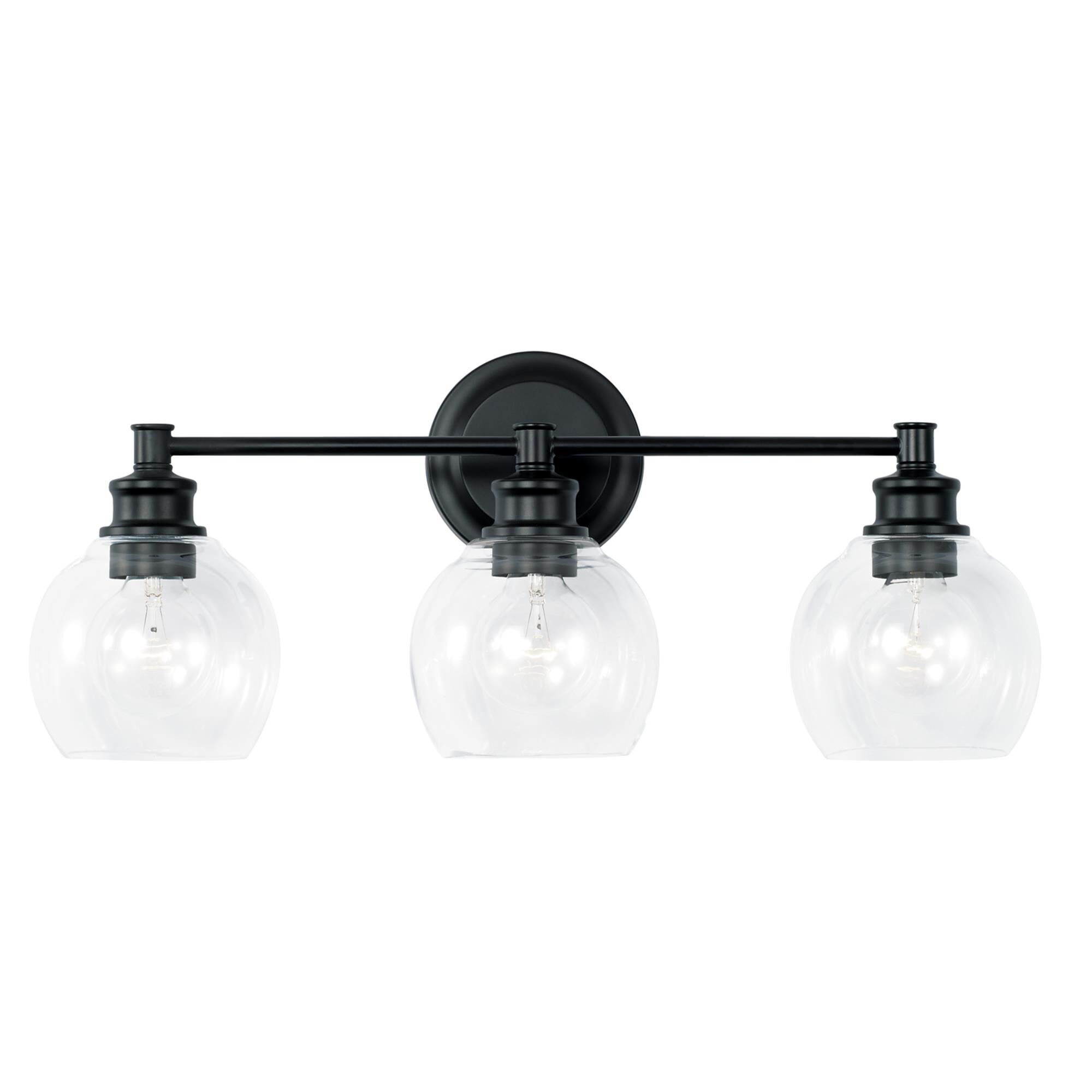 Shown in Matte Black finish and Clear glass