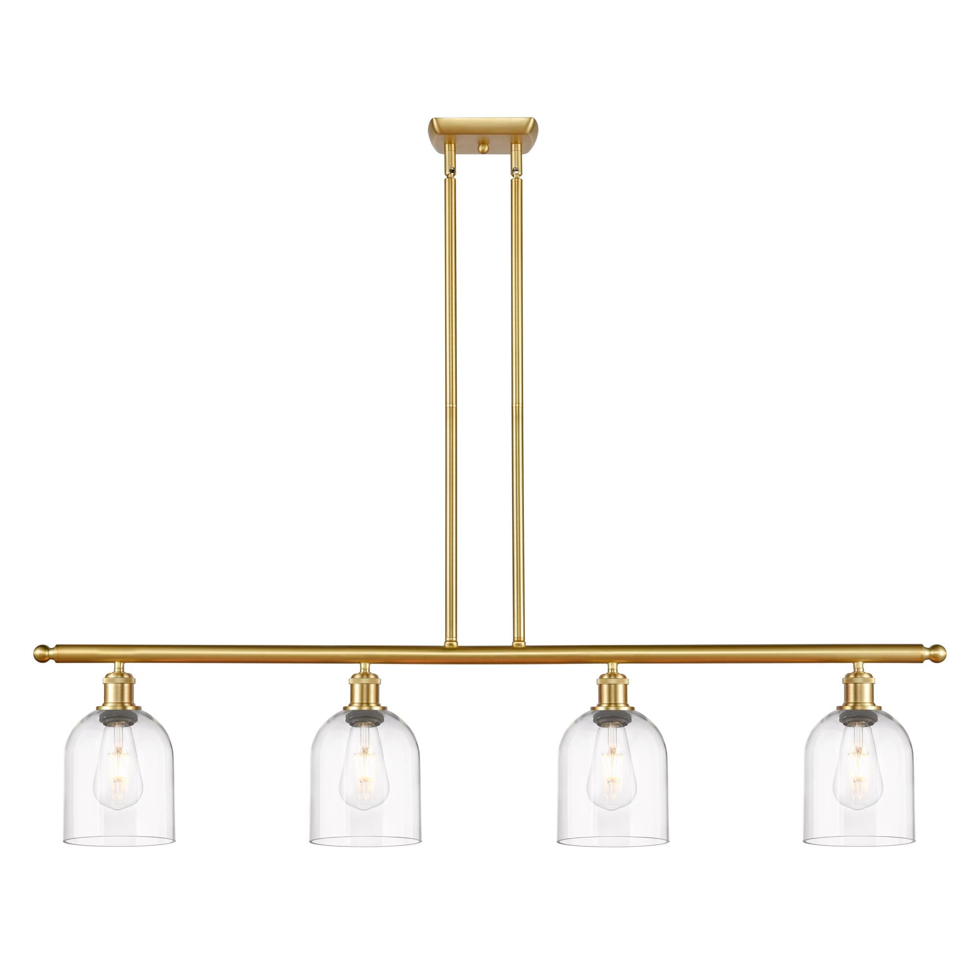 Shown in Satin Gold finish and Clear glass