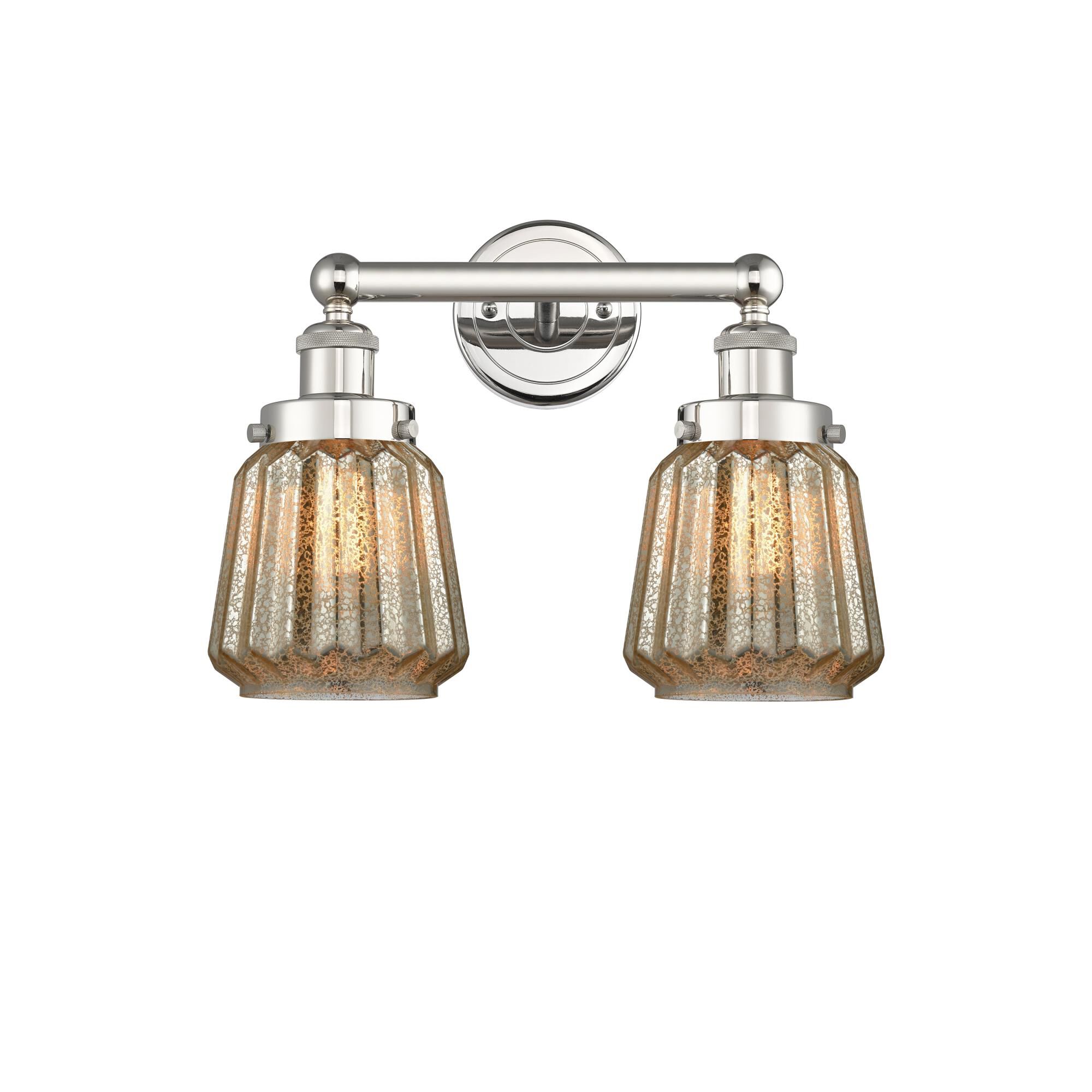 Shown in Polished Nickel finish and Mercury glass