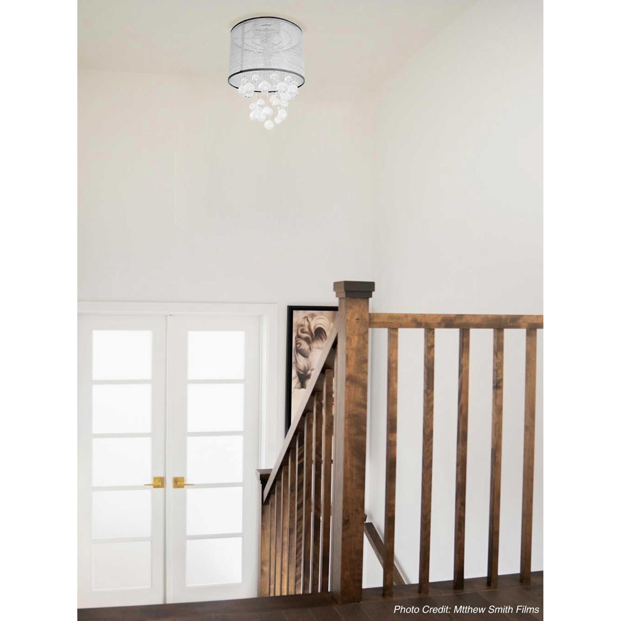 Shown in Polished Chrome finish and Optical crystal and Organza - Silver shade and Clear accent