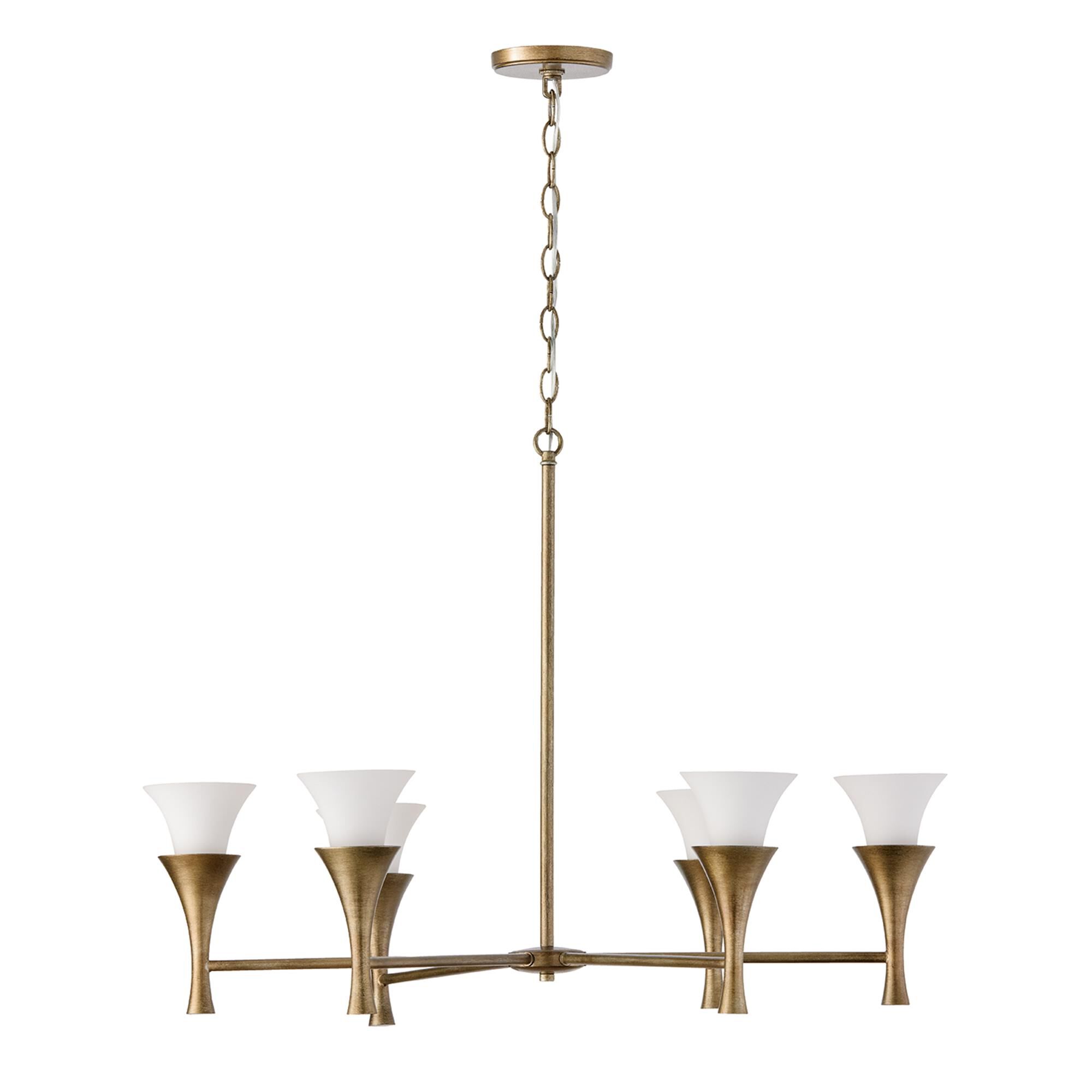 Shown in Mystic Luster finish and Soft White glass