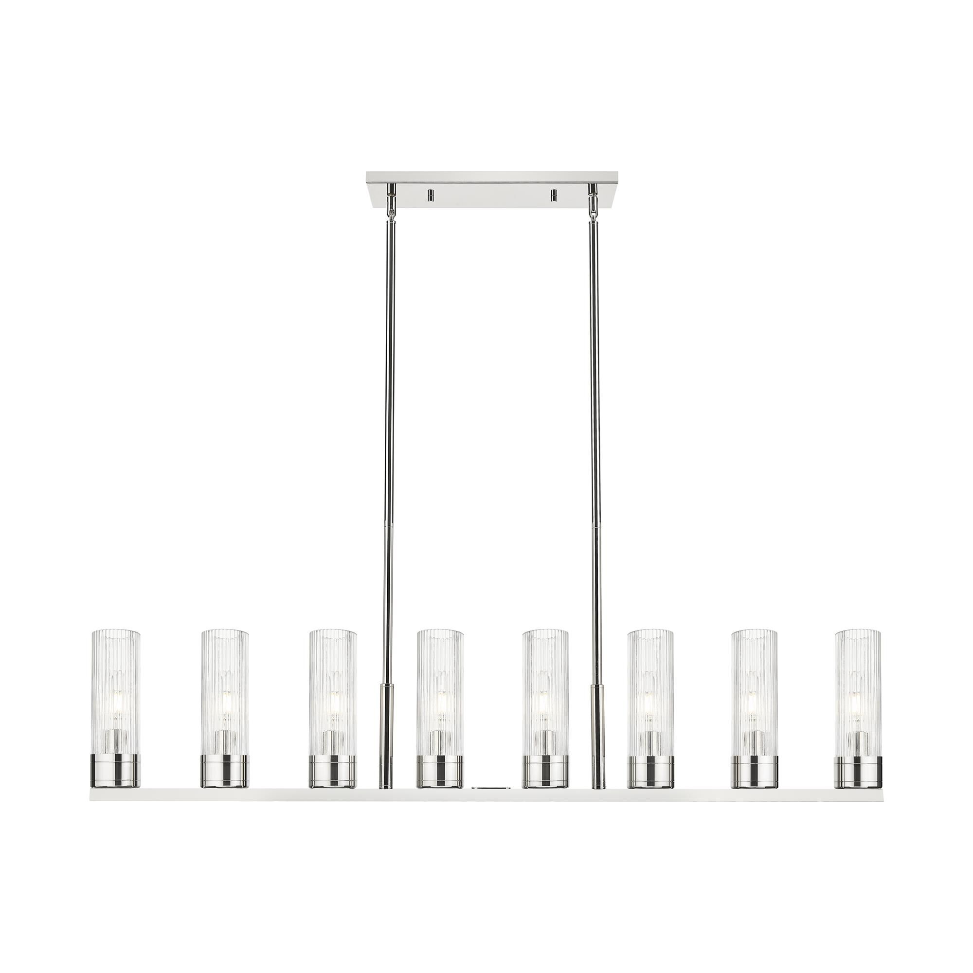Shown in Polished Nickel finish and Striped Clear glass