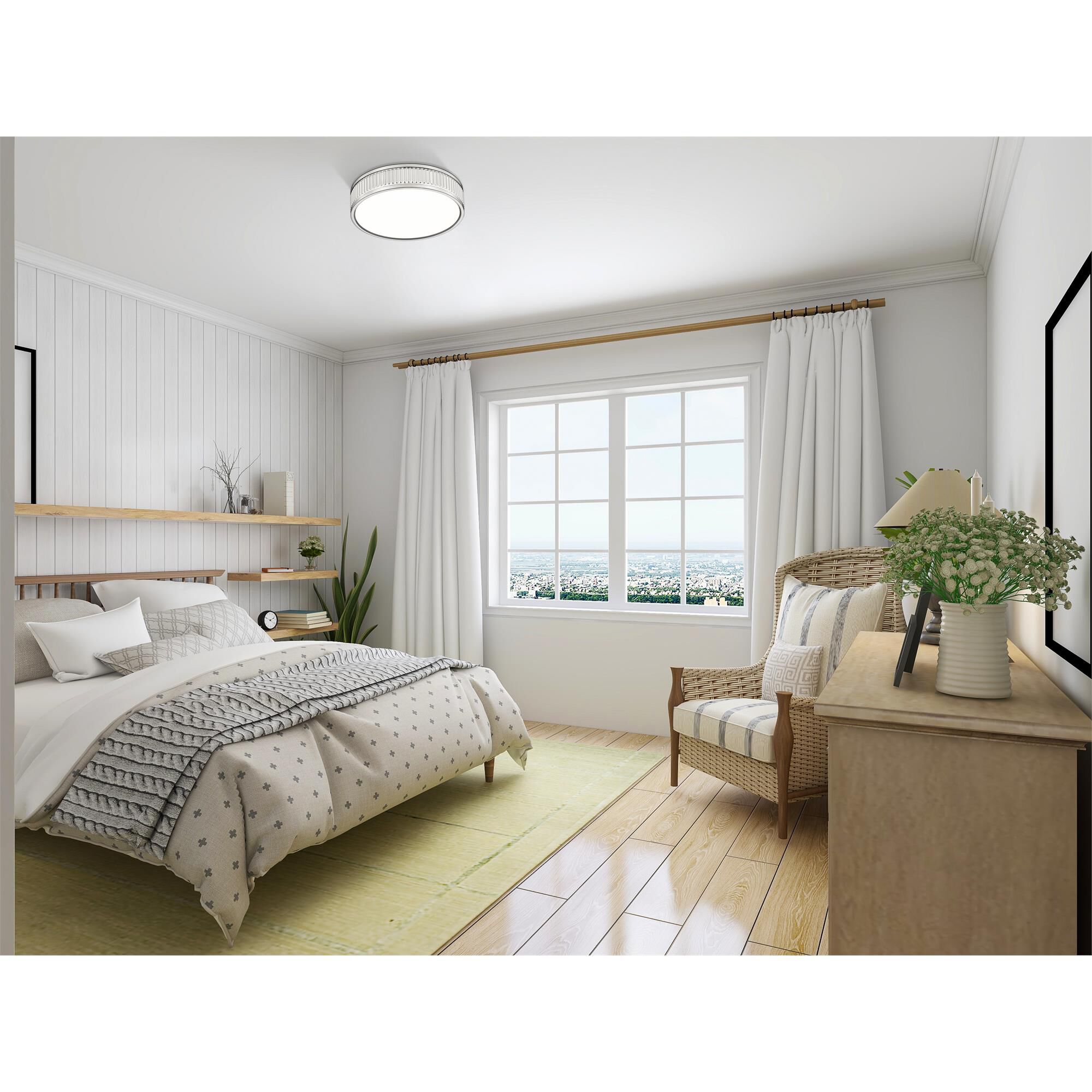 Shown in Brushed Nickel finish and Frosted glass and Frosted shade