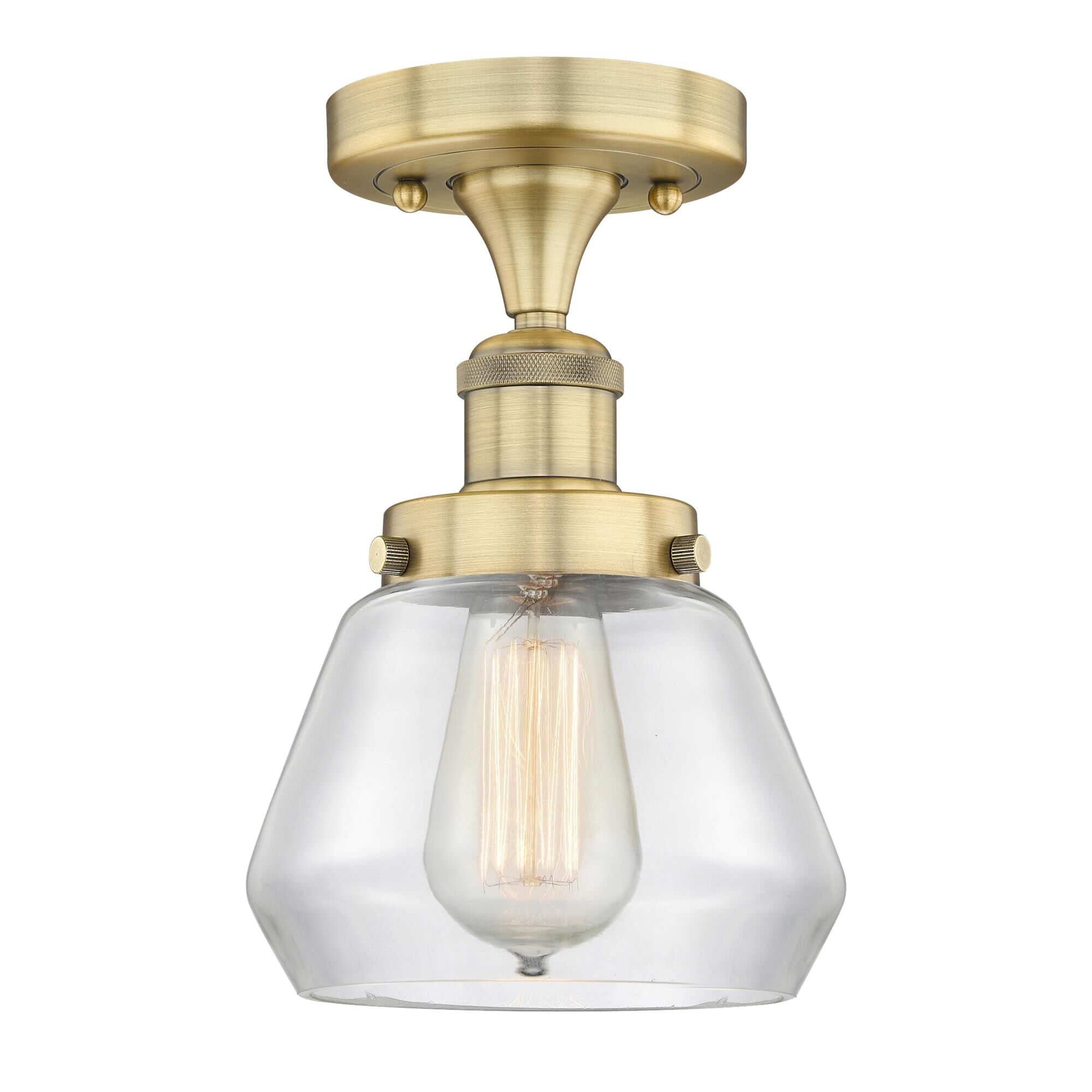 Shown in Brushed Brass finish and Clear glass