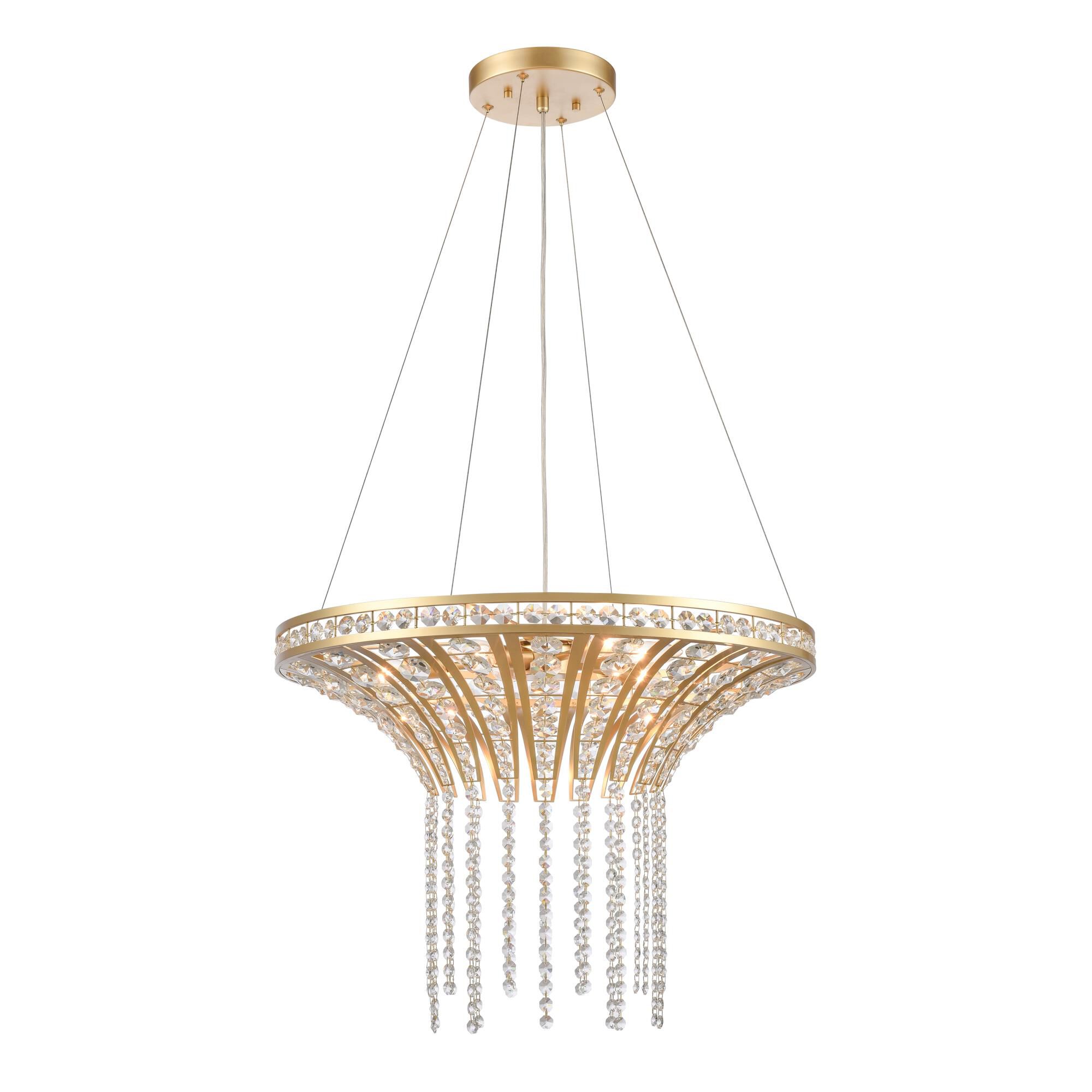 Shown in Gold finish and Champagne Gold Metal with Crystal Strands shade