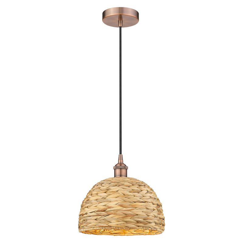 Bruno Marashlian Woven Rattan Mini Pendant by Innovations Lighting