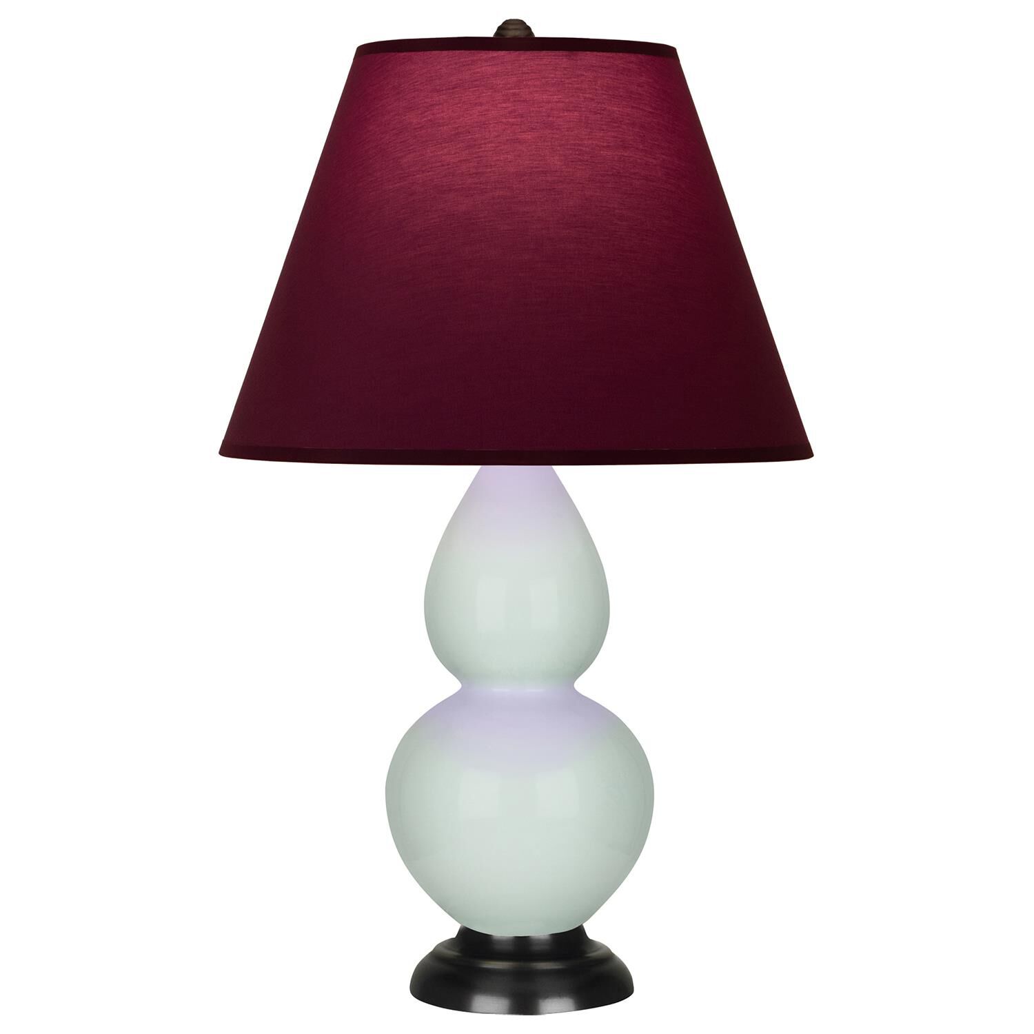 Shown in Celadon finish and Plum and Lavender shade and Deep Patina Bronze accent