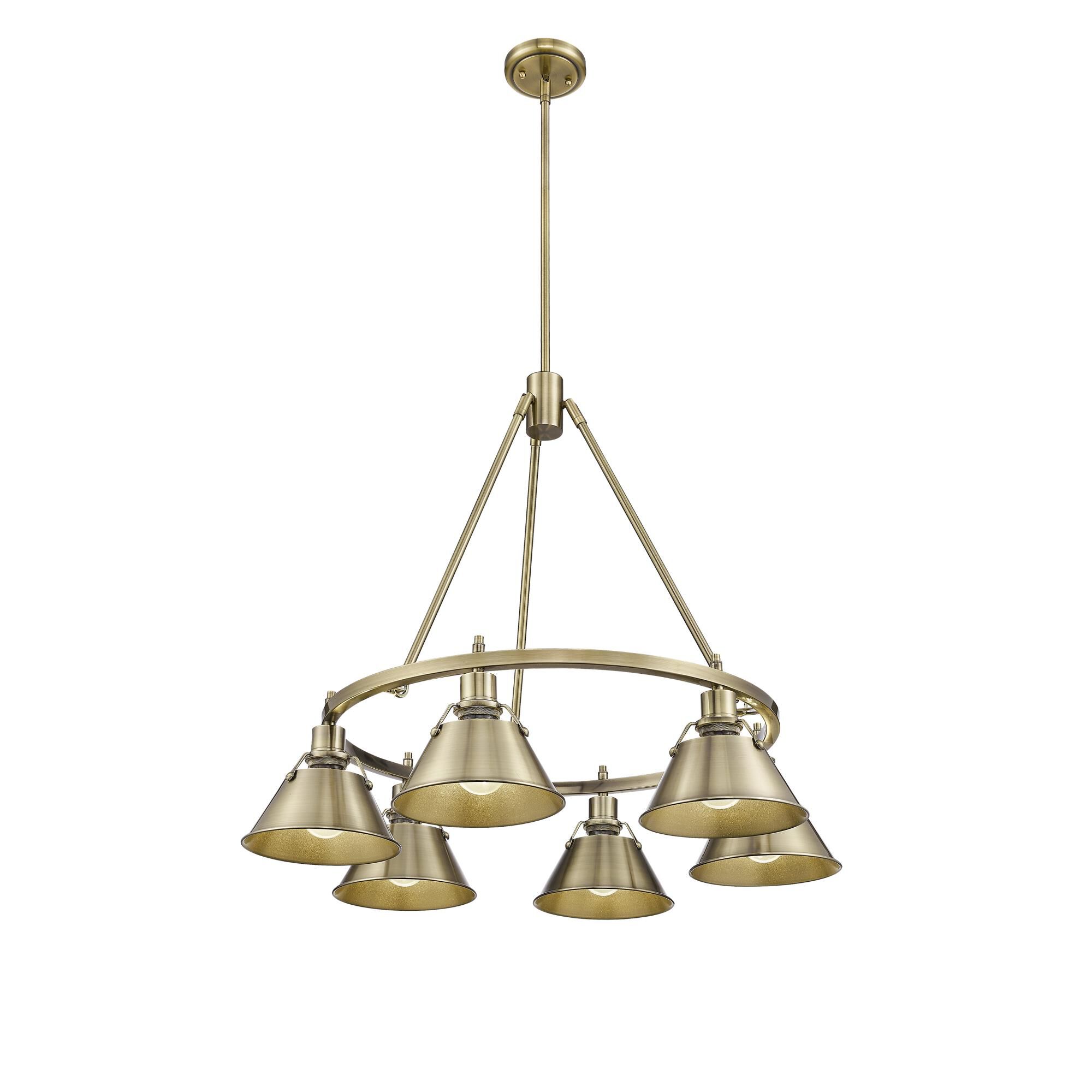 Shown in Aged Brass finish and Without Glass glass and Aged Brass shade