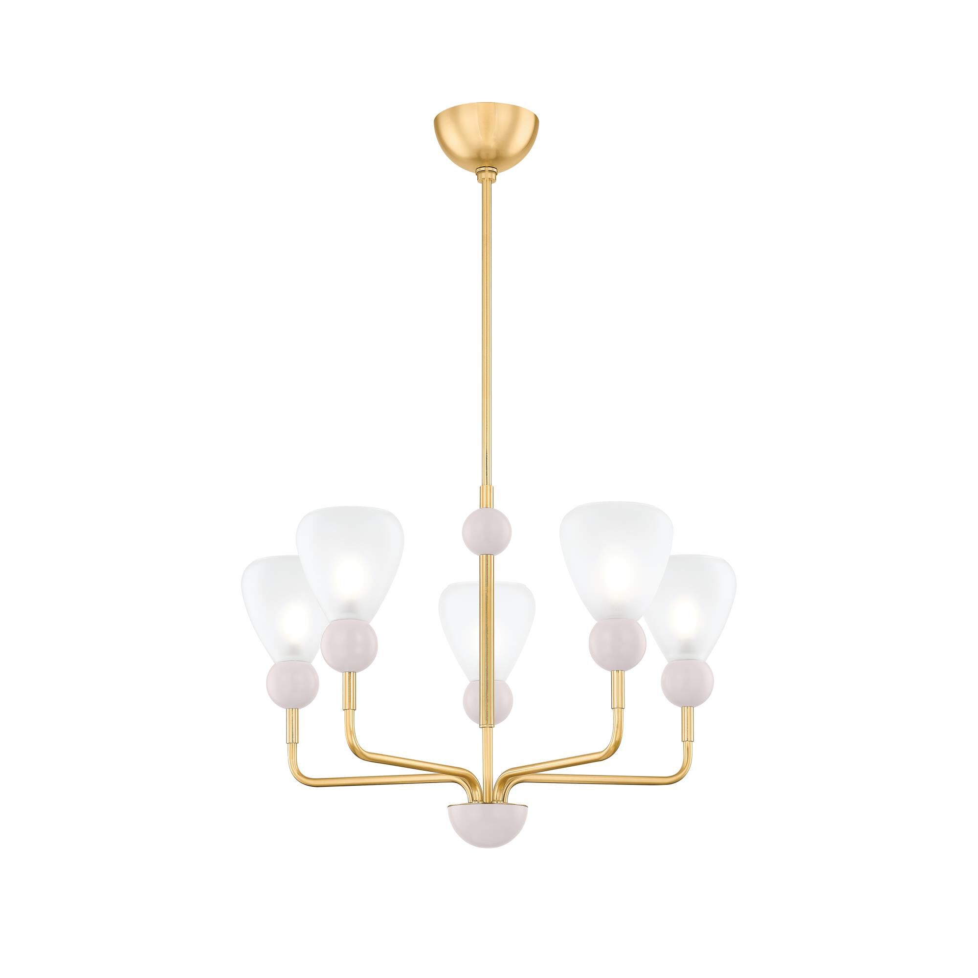 Shown in Aged Brass and Soft Peignoir finish and Etched Matte glass