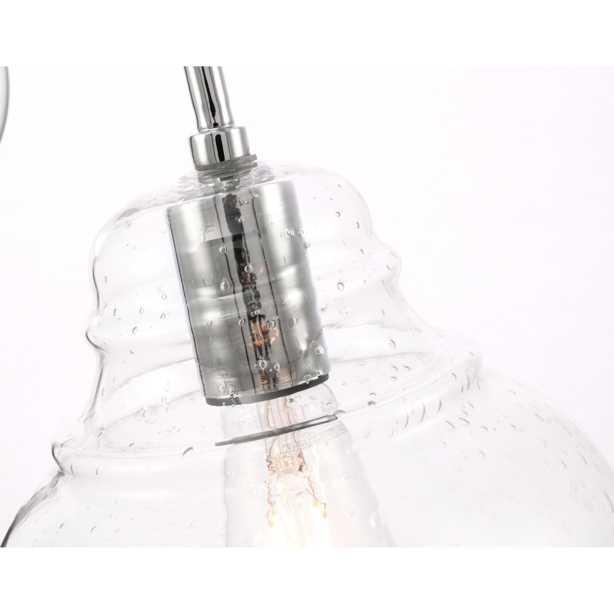 Shown in Chrome finish and Clear Bubble  glass