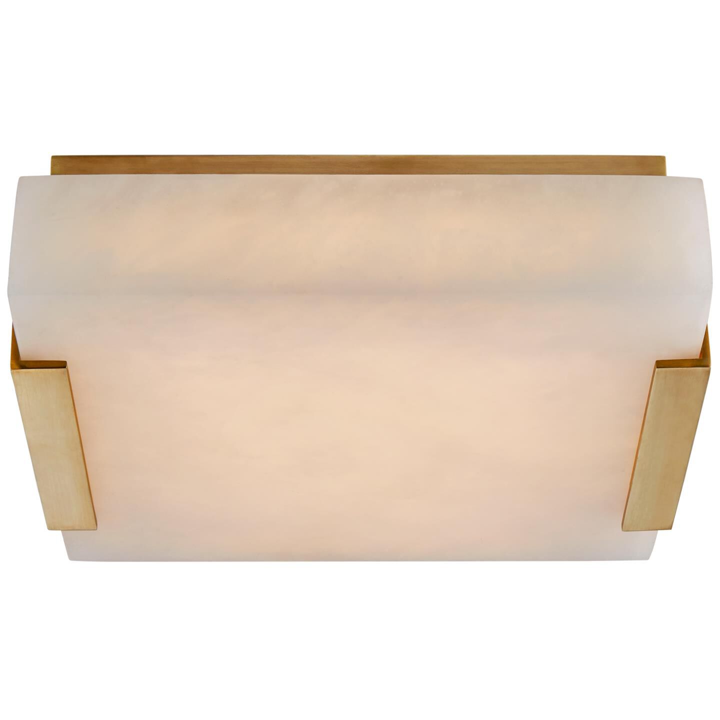 Shown in Antique-Burnished Brass finish and Alabaster glass