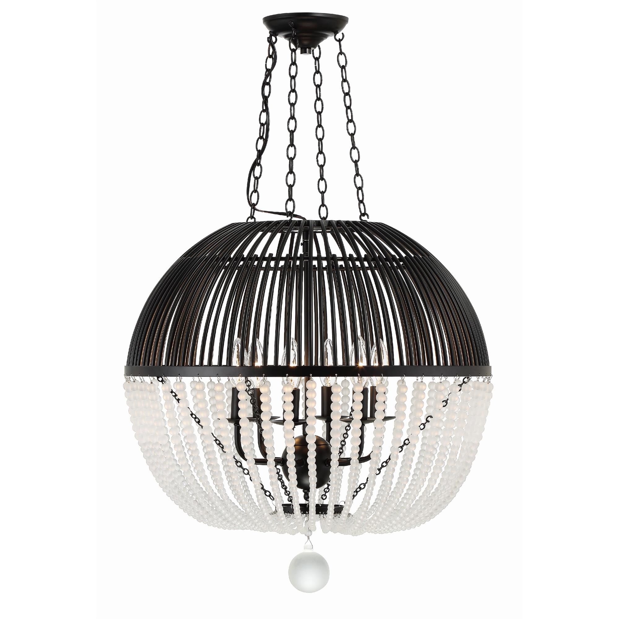 Shown in Matte Black finish and Frosted Glass Beads crystal