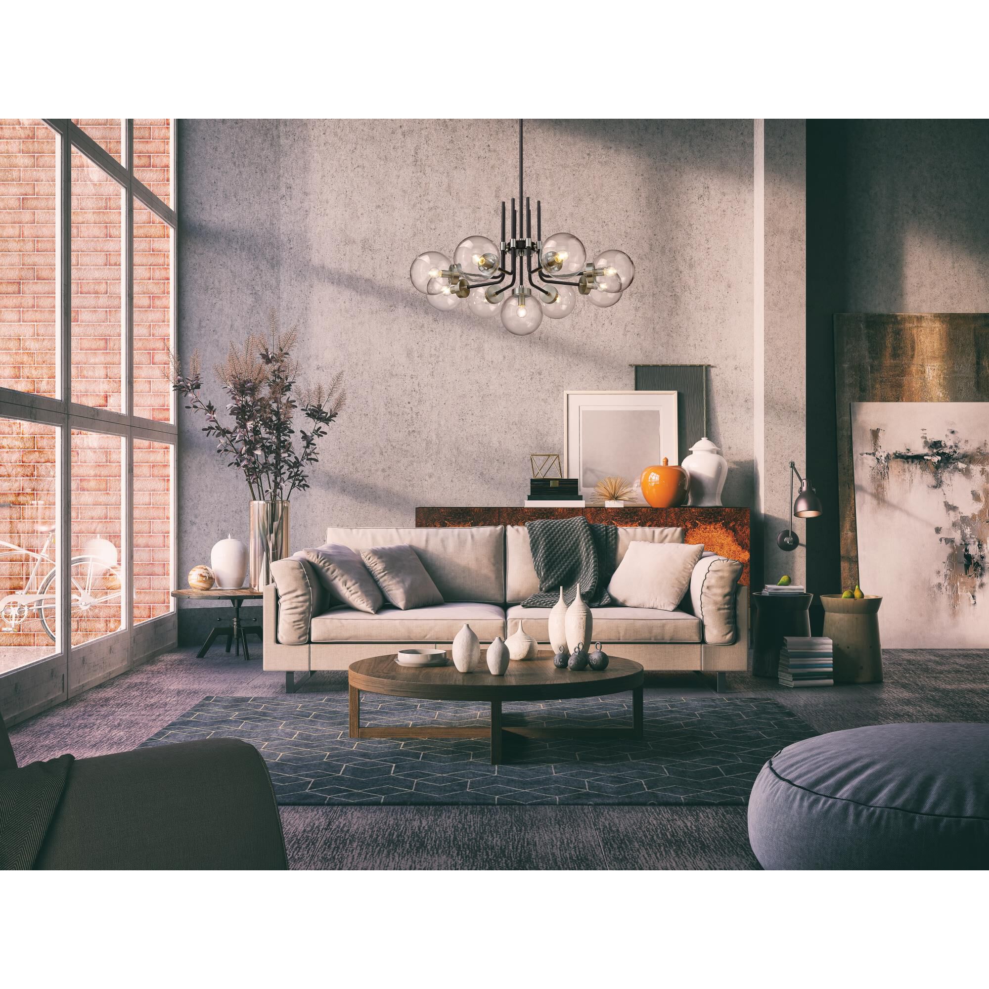 Shown in Matte Black + Brushed Nickel finish and Glass shade