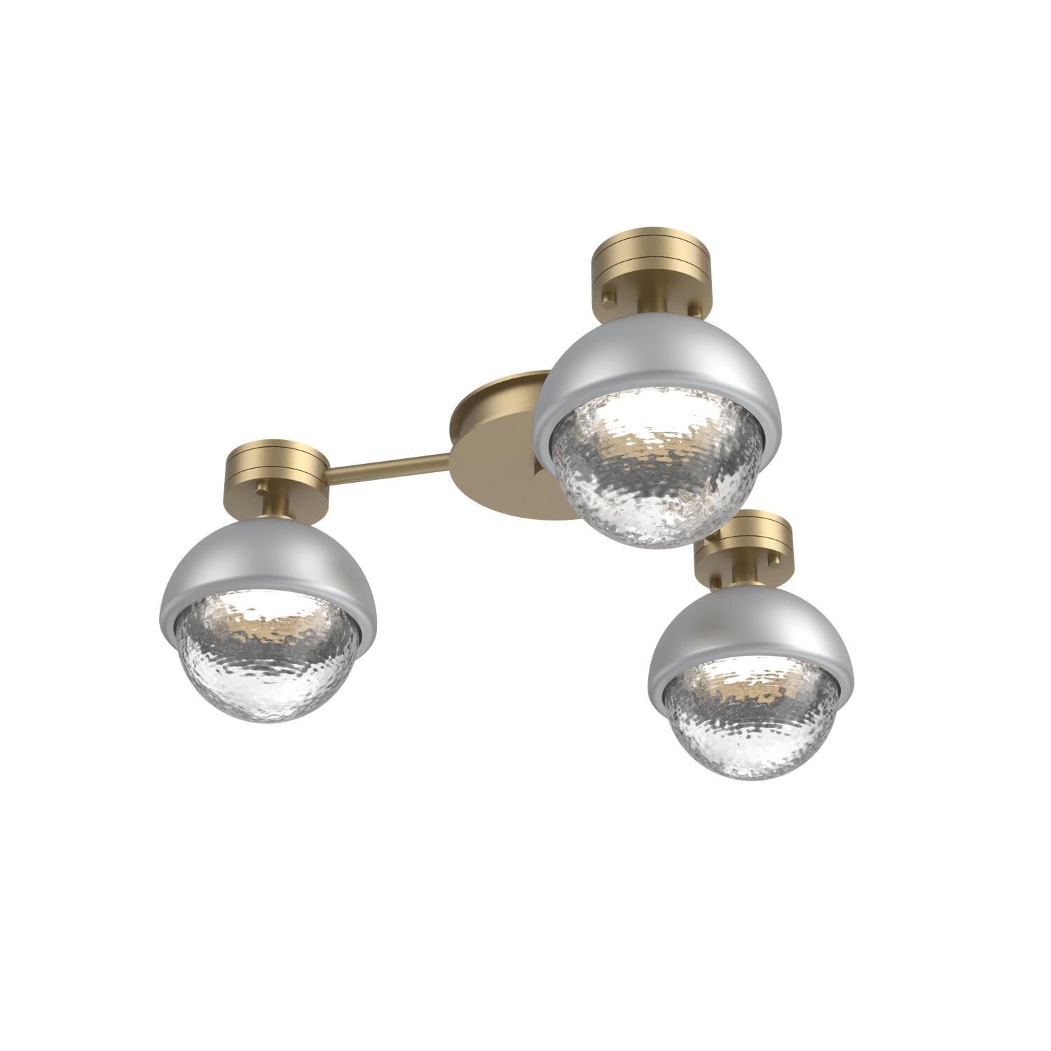 Shown in Gilded Brass finish and Clear glass and Classic Silver accent