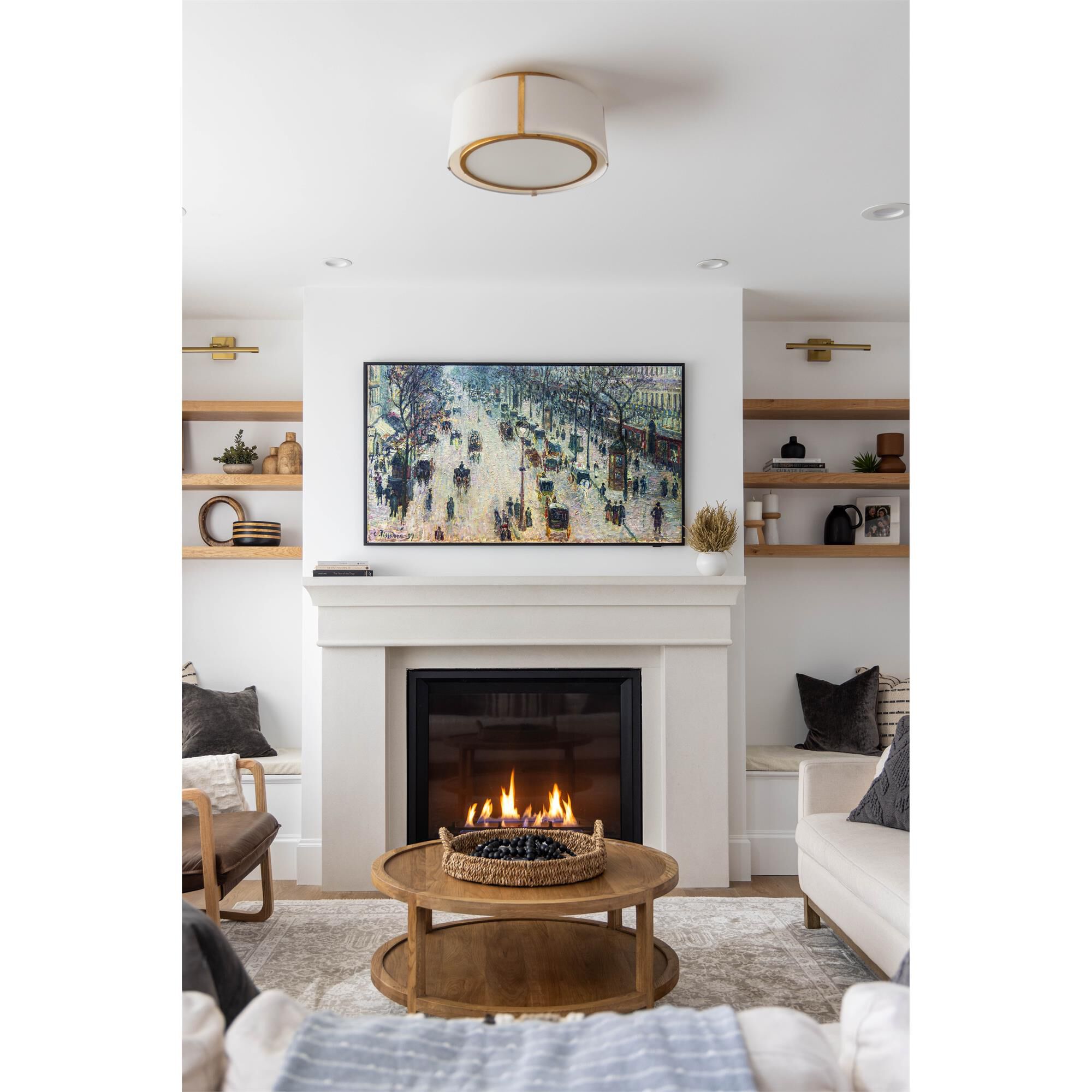 Shown in Antique Gold finish and White Silk shade