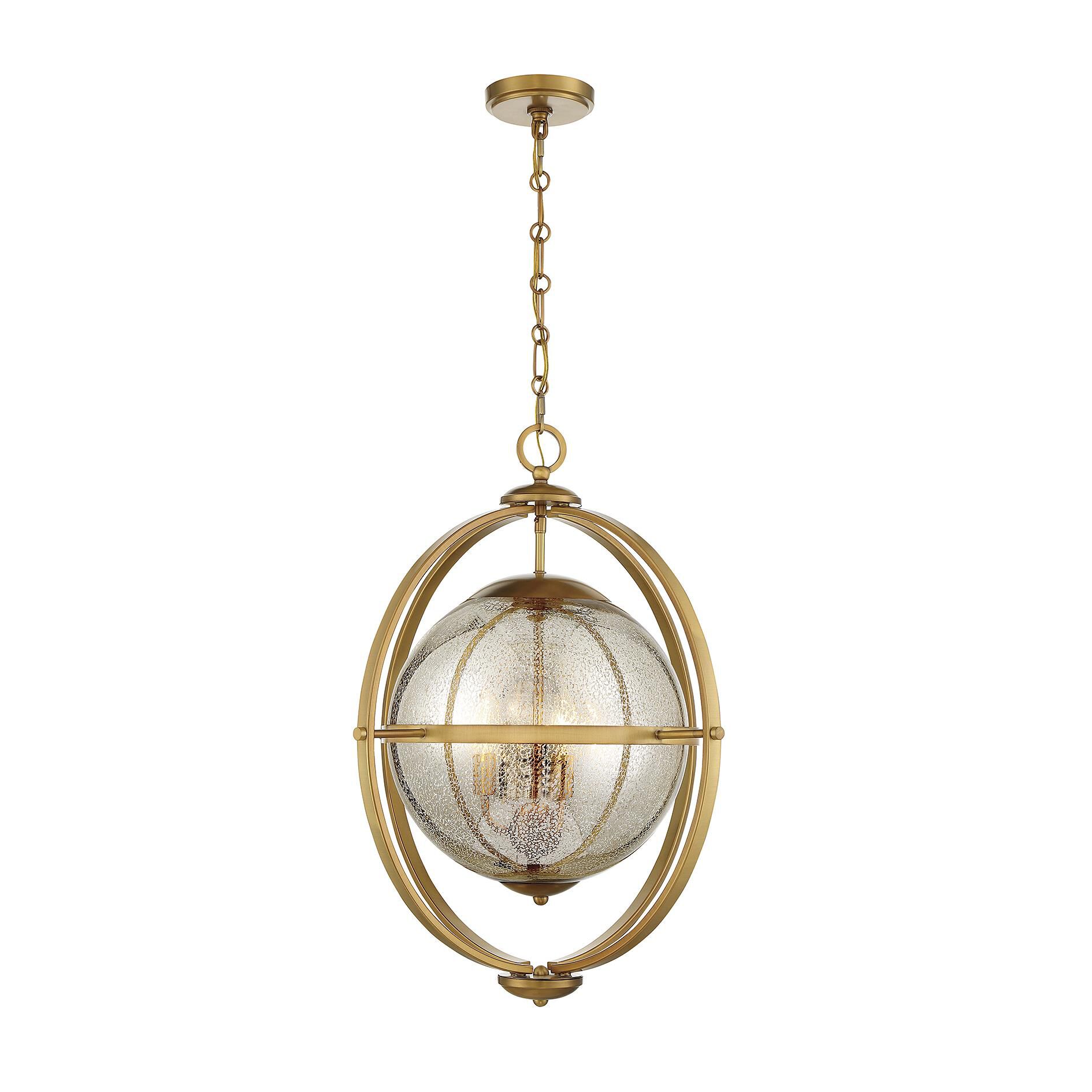 Shown in Warm Brass finish and Mercury glass and Glass shade