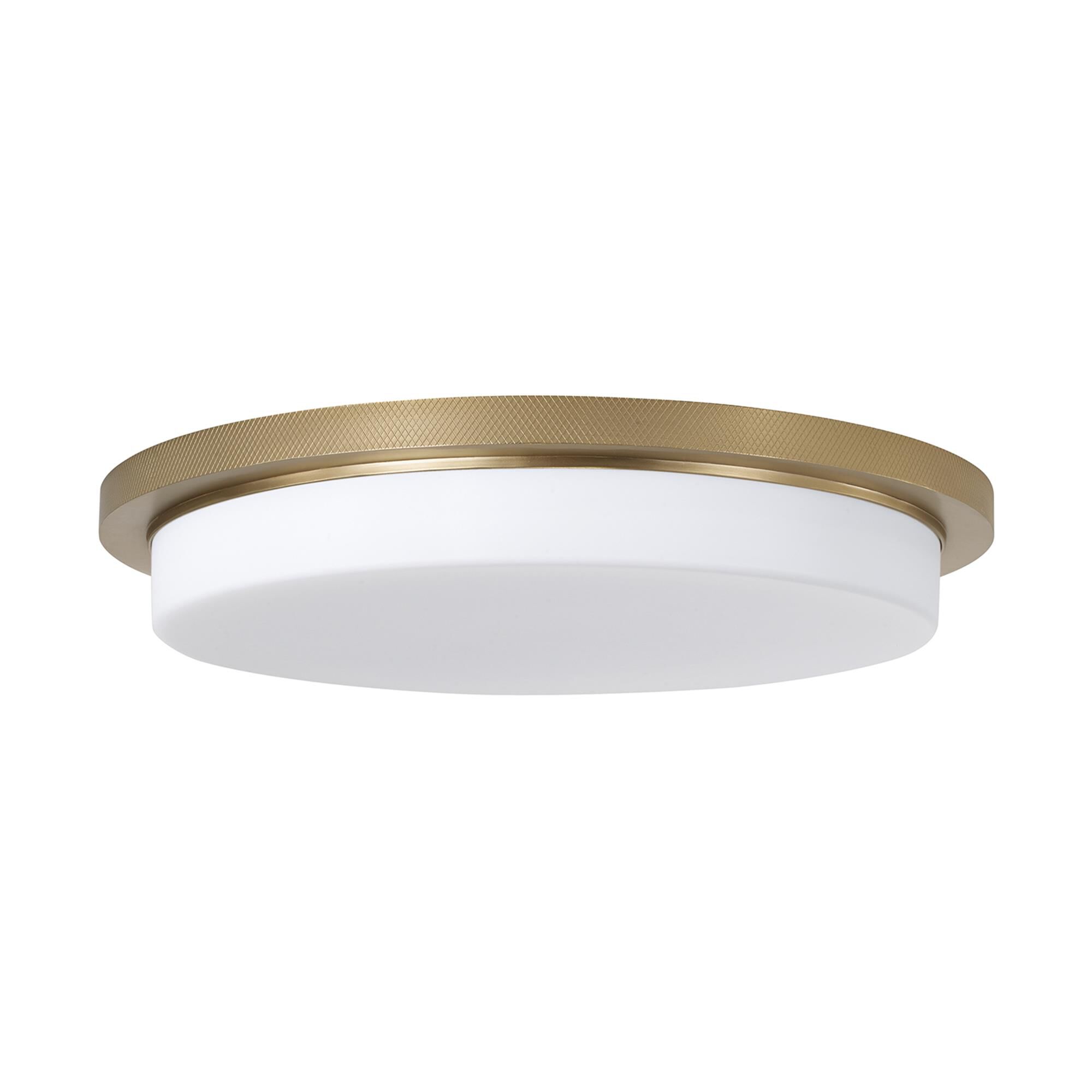 Shown in Aged Brass finish and Soft White glass
