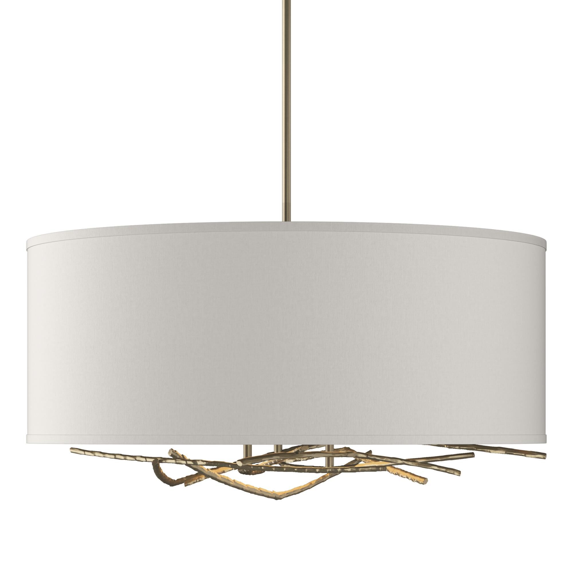 Shown in Soft Gold finish and Beige Fabric shade