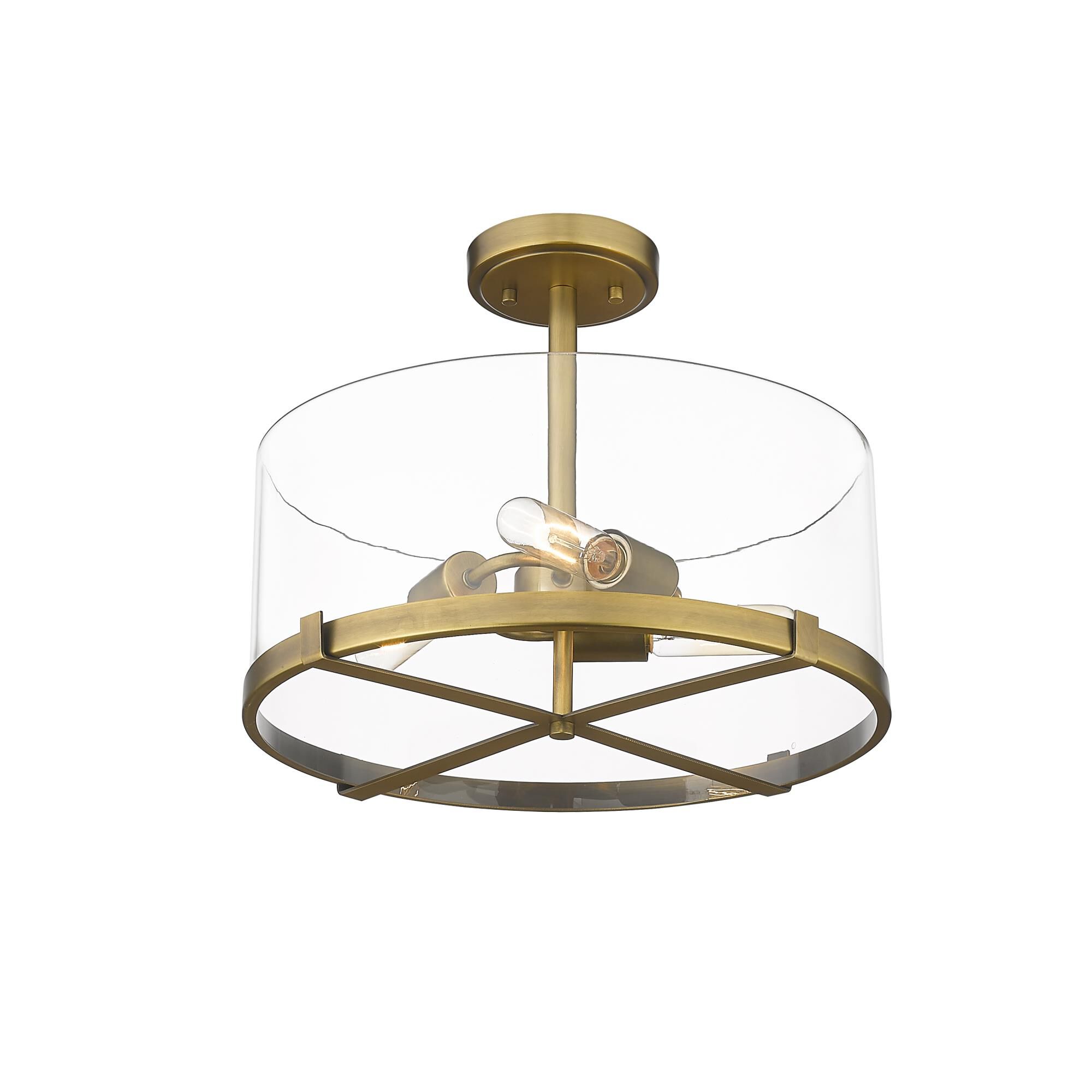 Shown in Rubbed Brass finish and Glass shade