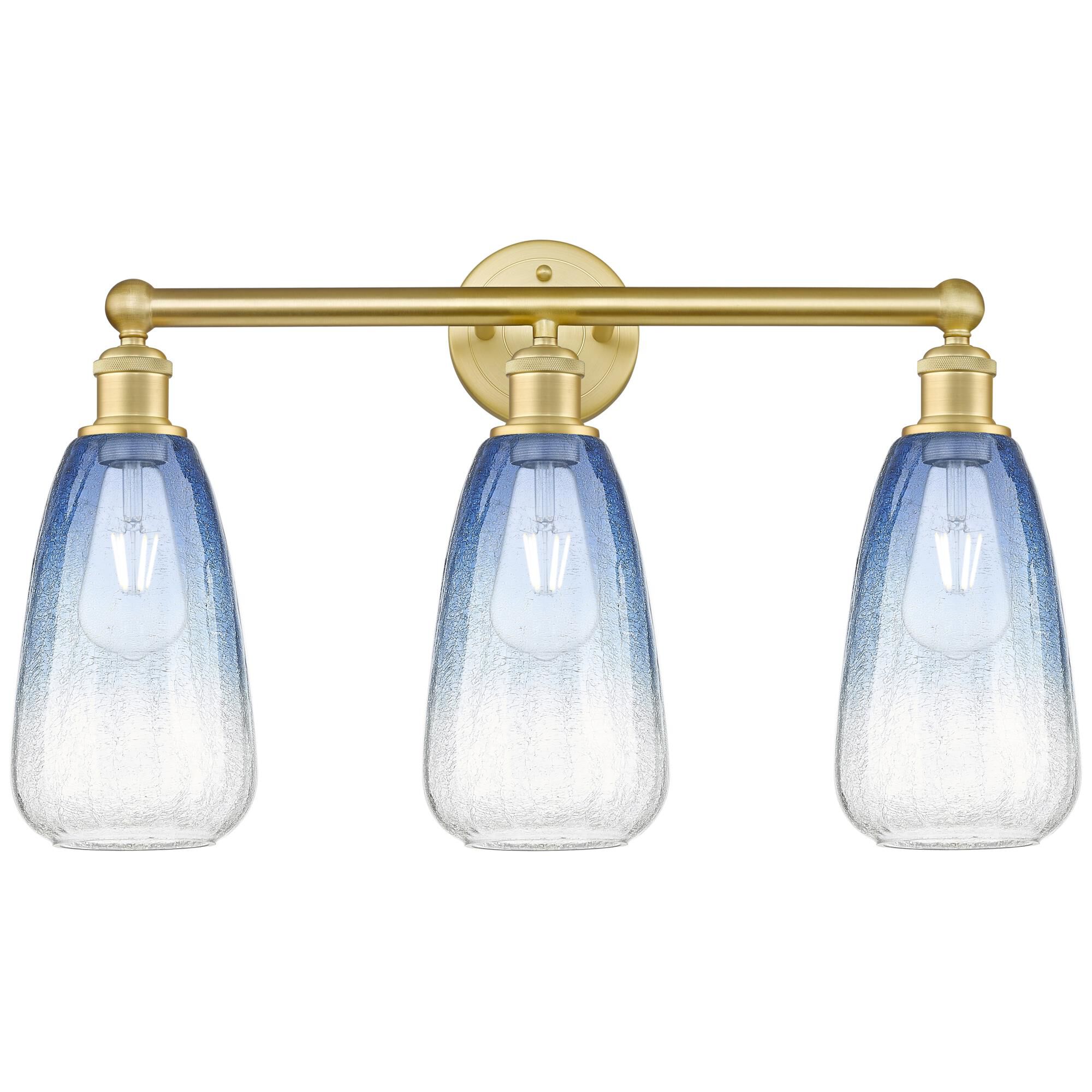 Shown in Satin Gold finish and Sapphire Blue glass