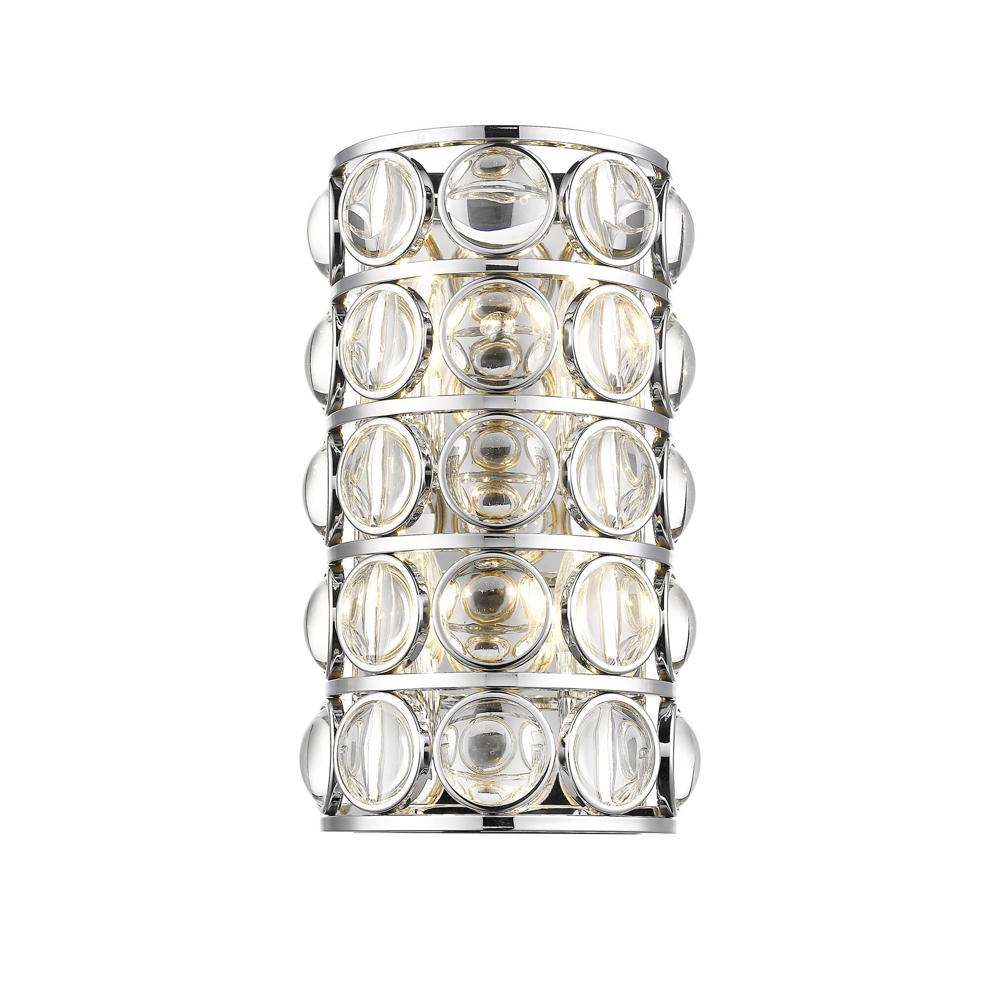Shown in Chrome finish and Crystal glass and Crystal shade