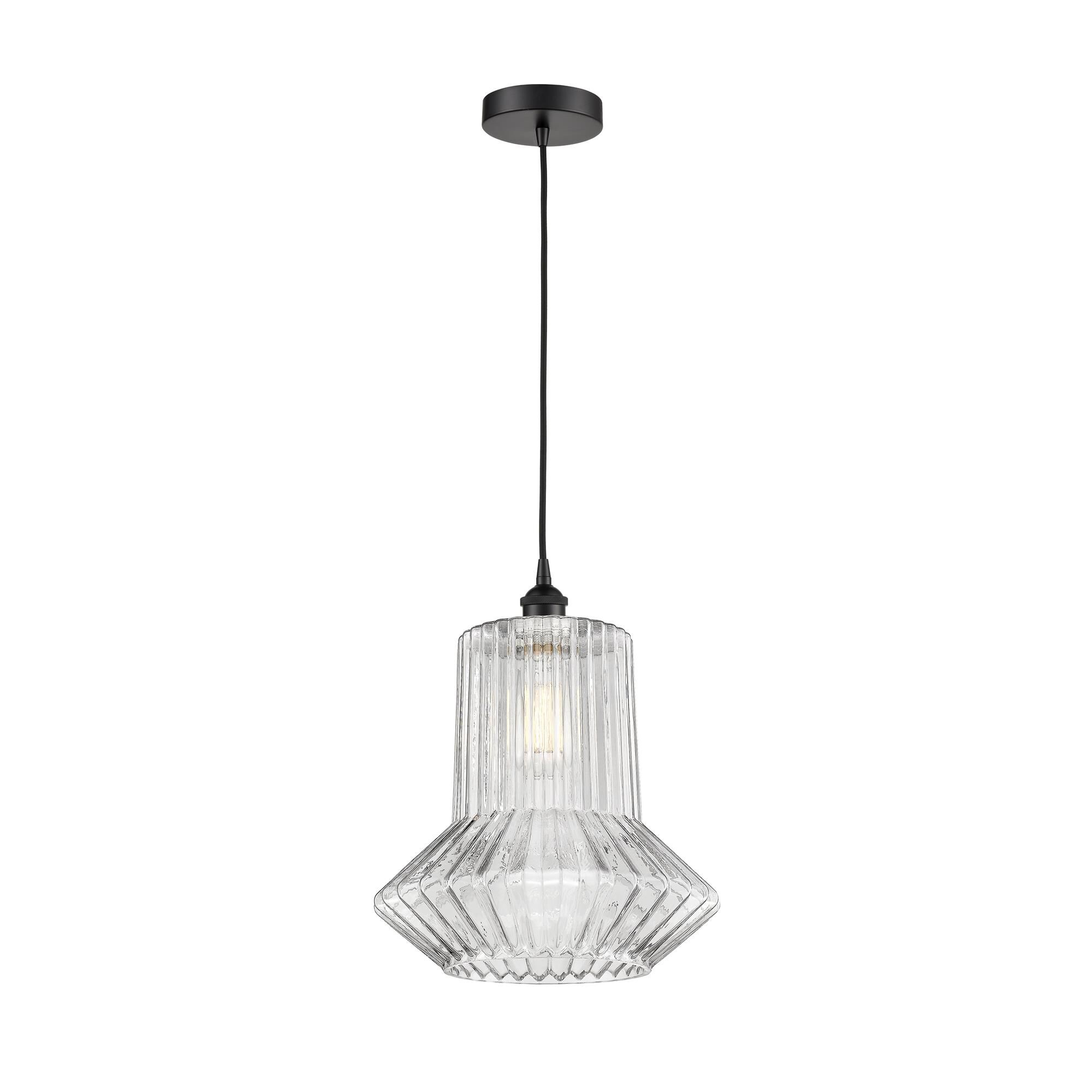 Shown in Matte Black finish and Clear Spiral Fluted Springwater glass