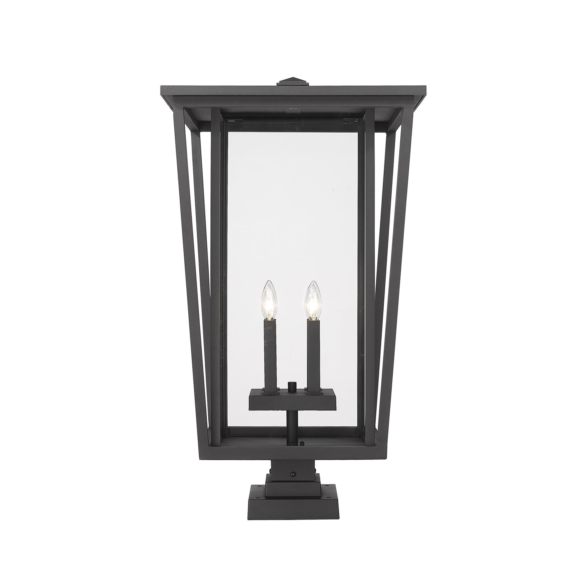 Shown in Black finish and Glass shade