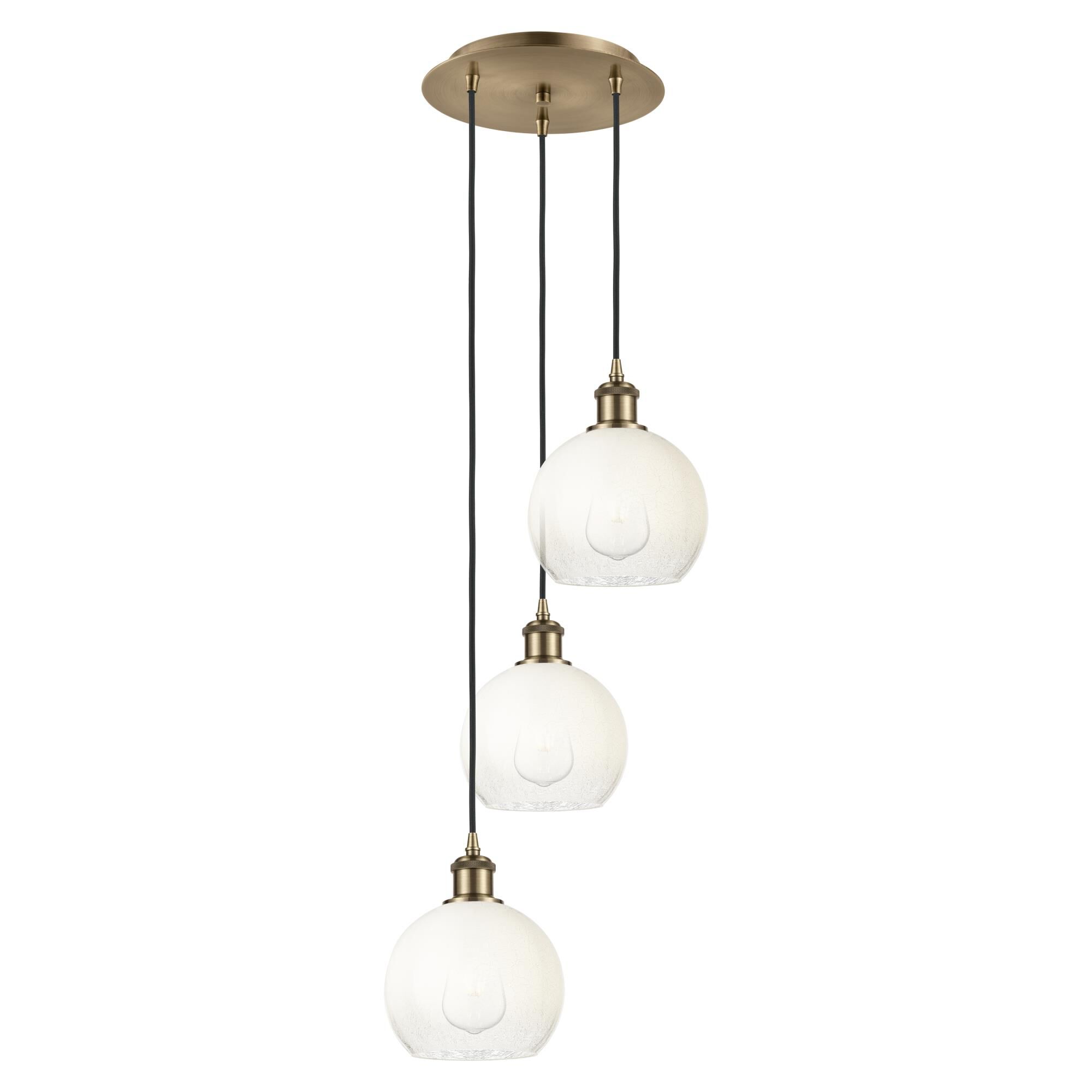 Shown in Antique Brass finish and Opal glass