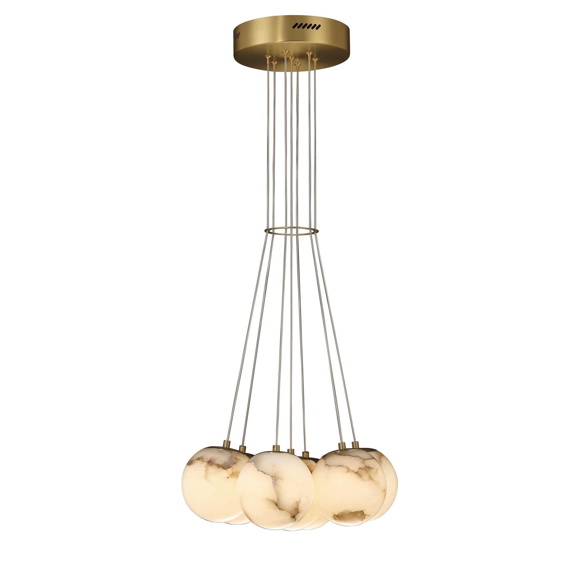 Shown in Gold finish and White Alabaster shade