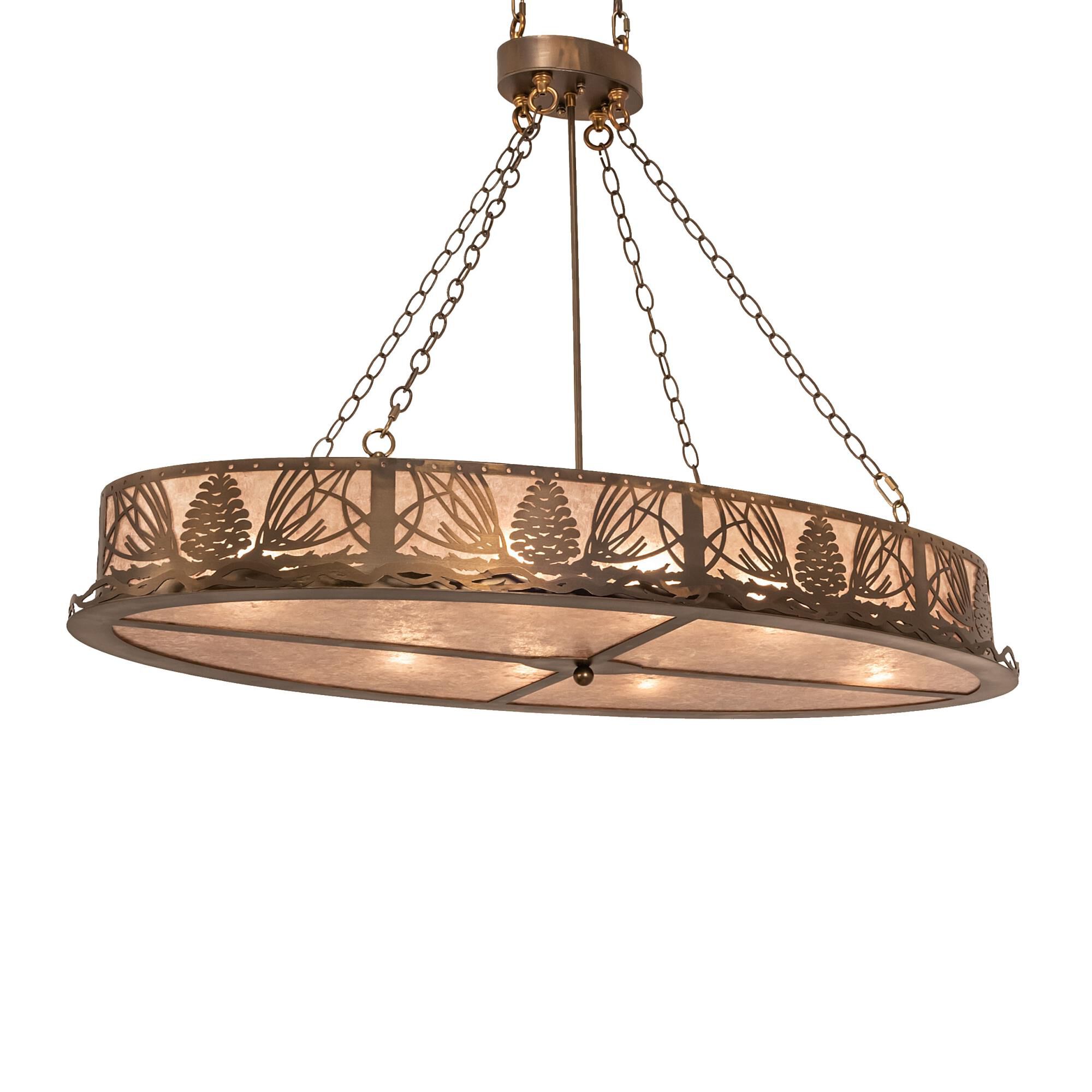 Shown in Antique Copper Finish finish and Silver Mica glass