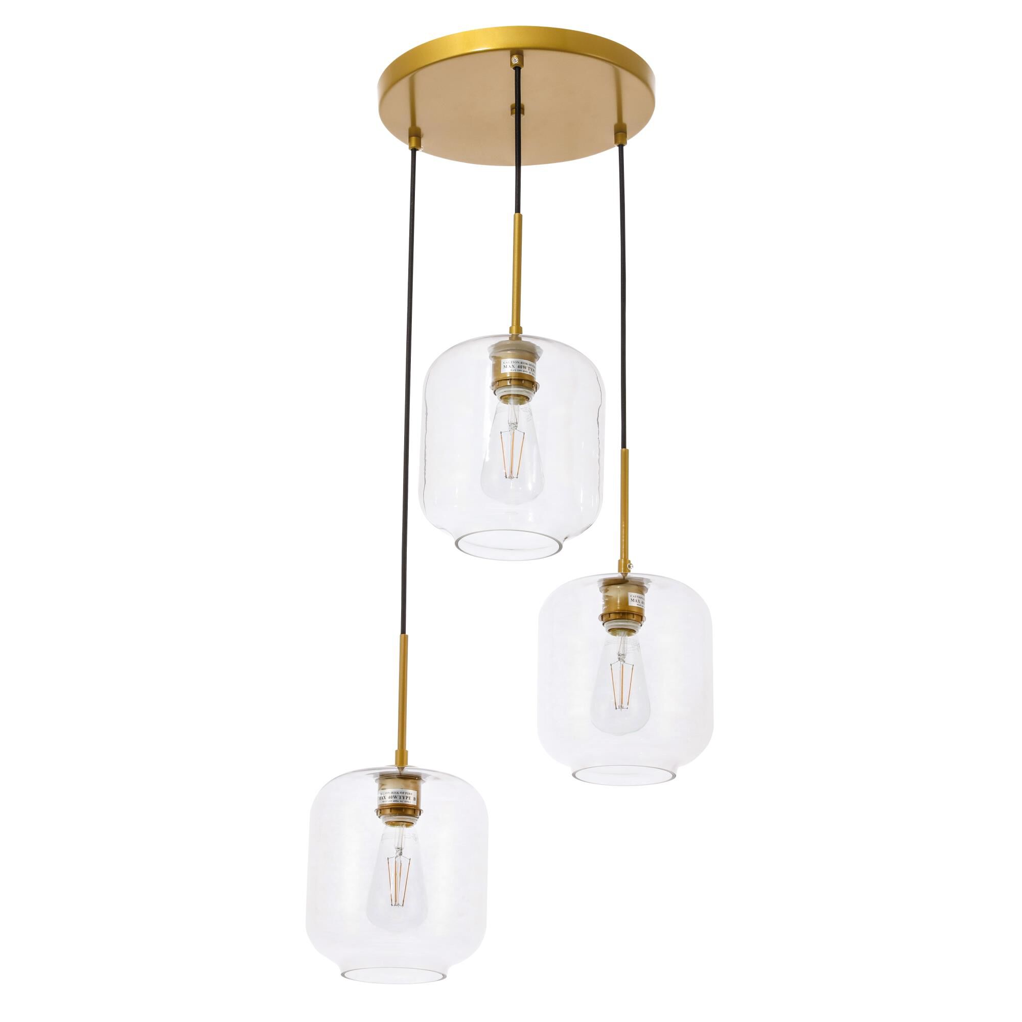Collier 17 Inch 3 Light Multi Light Pendant by Elegant Lighting