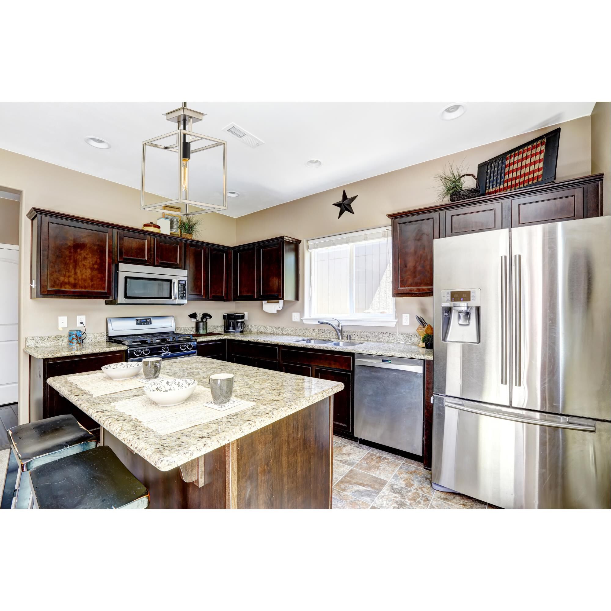 Shown in Brushed Nickel + Black finish and --- glass and --- shade