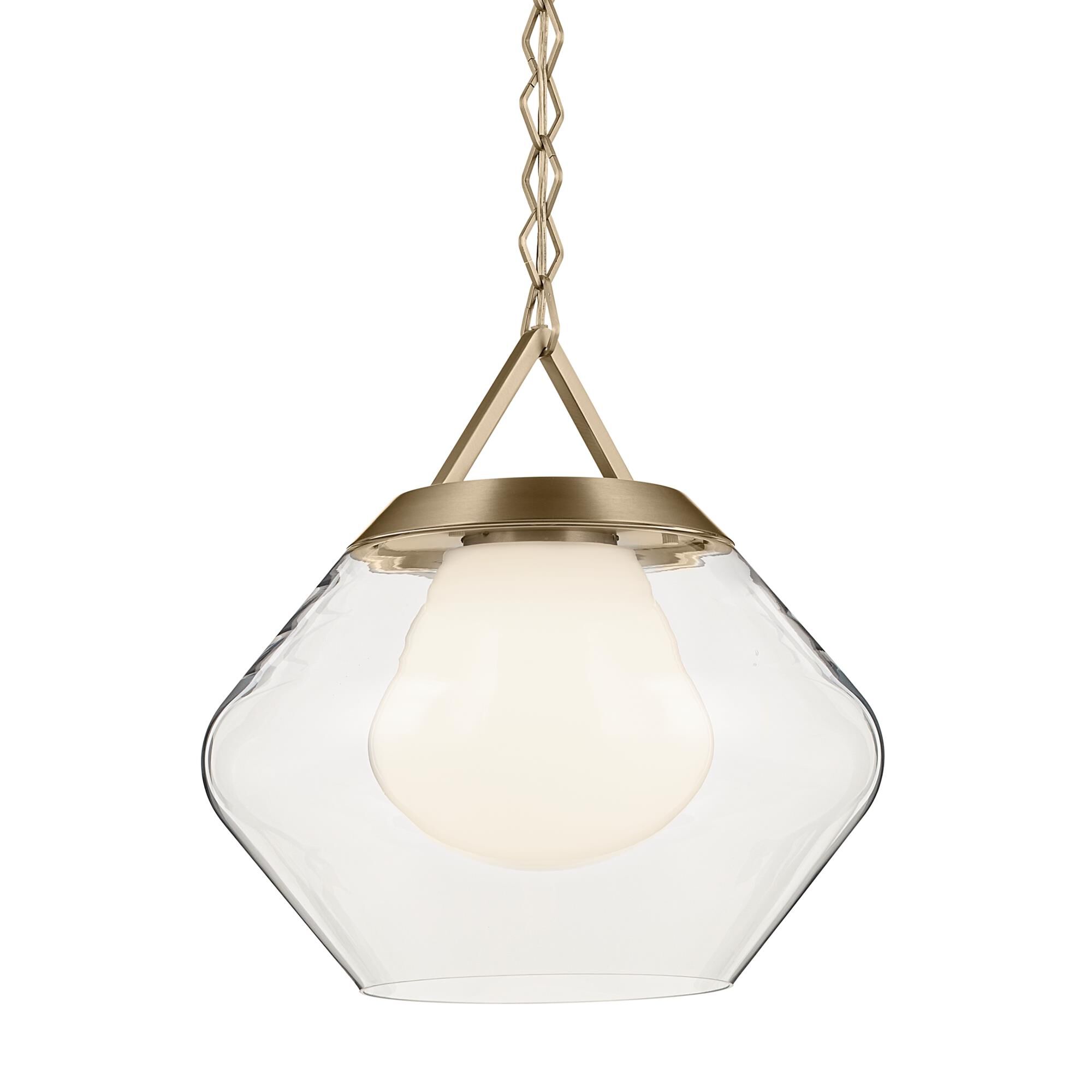 Shown in Champagne Bronze finish and Clear Outer Glass with Opal Interior glass