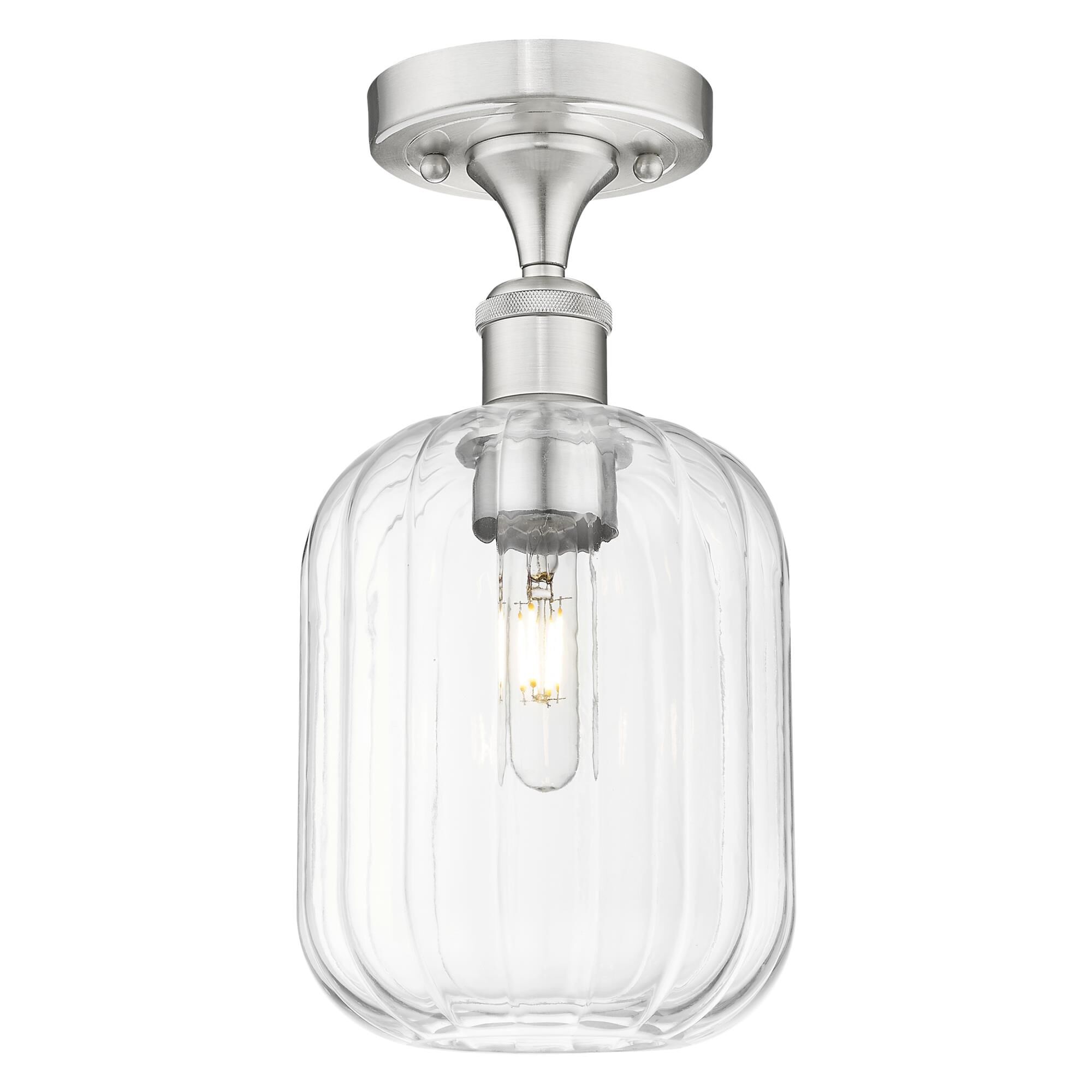 Shown in Brushed Satin Nickel finish and Clear glass