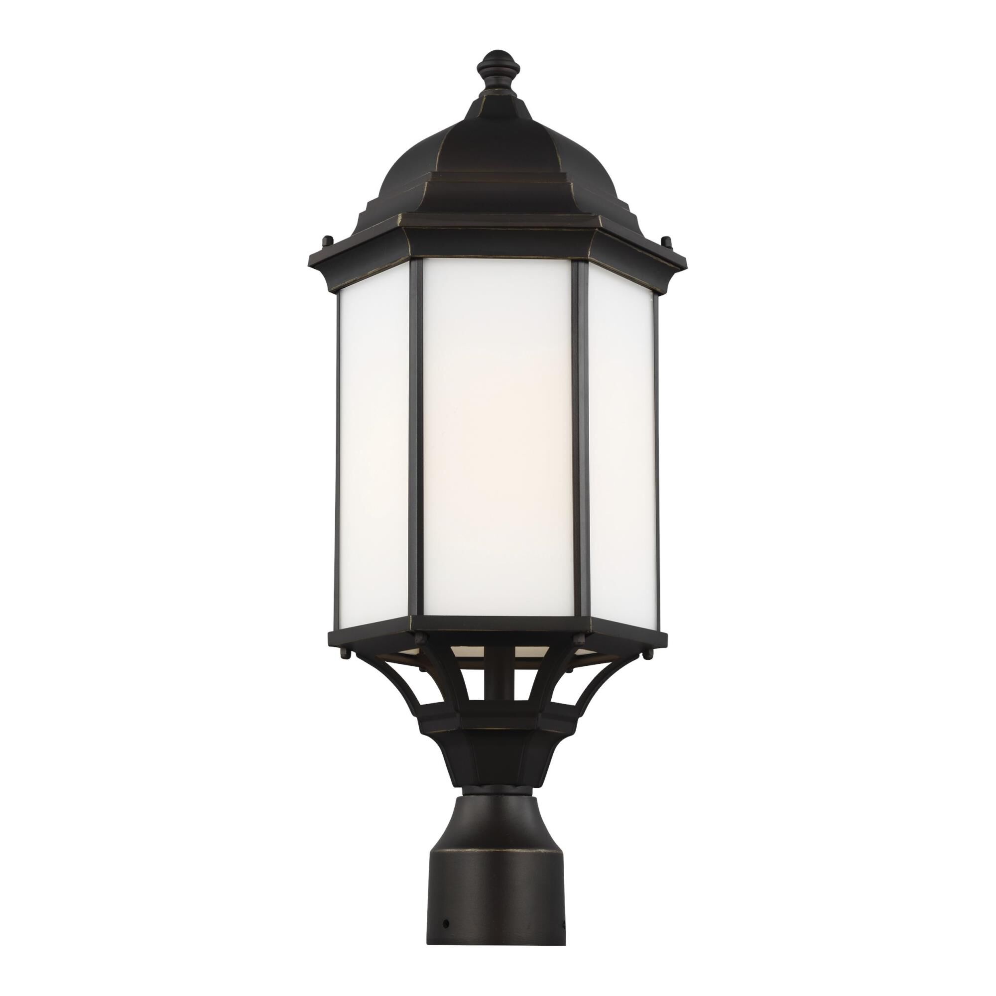 Shown in Antique Bronze finish and Satin Etched glass