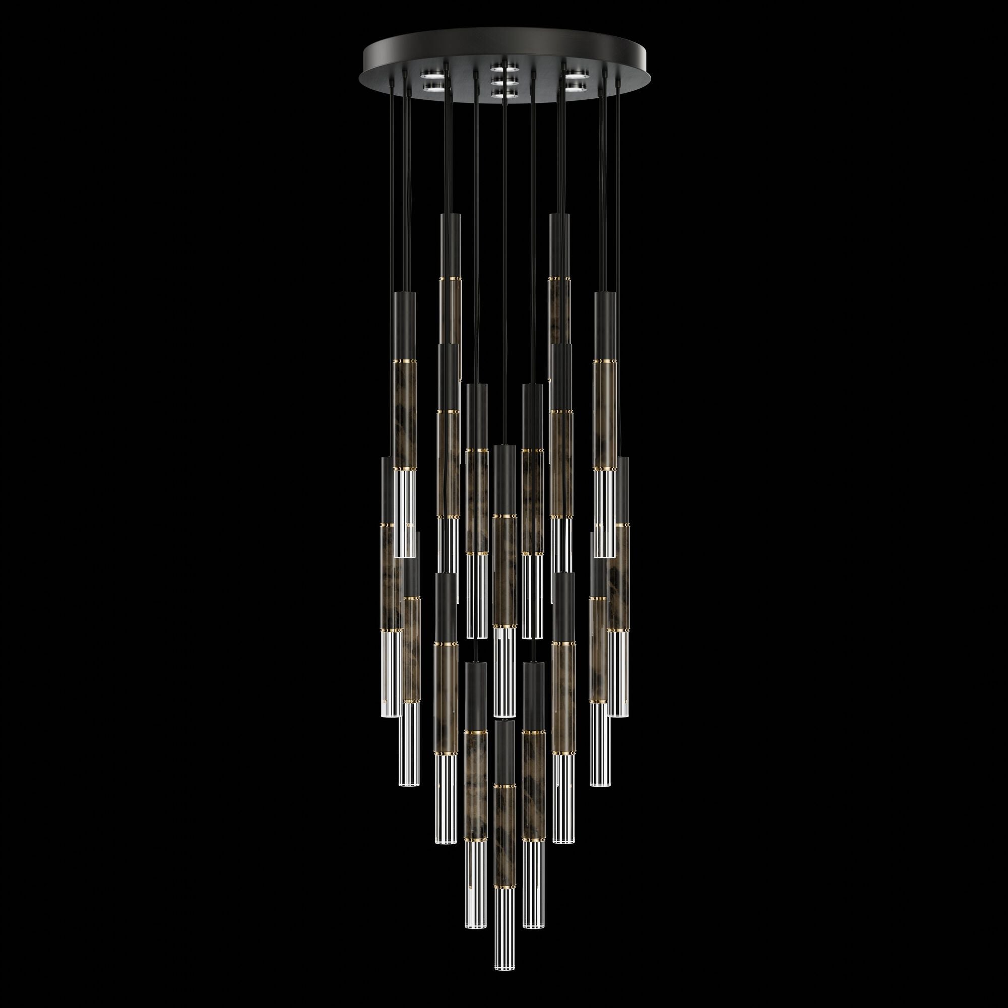 Shown in Black finish and True crystal and False glass