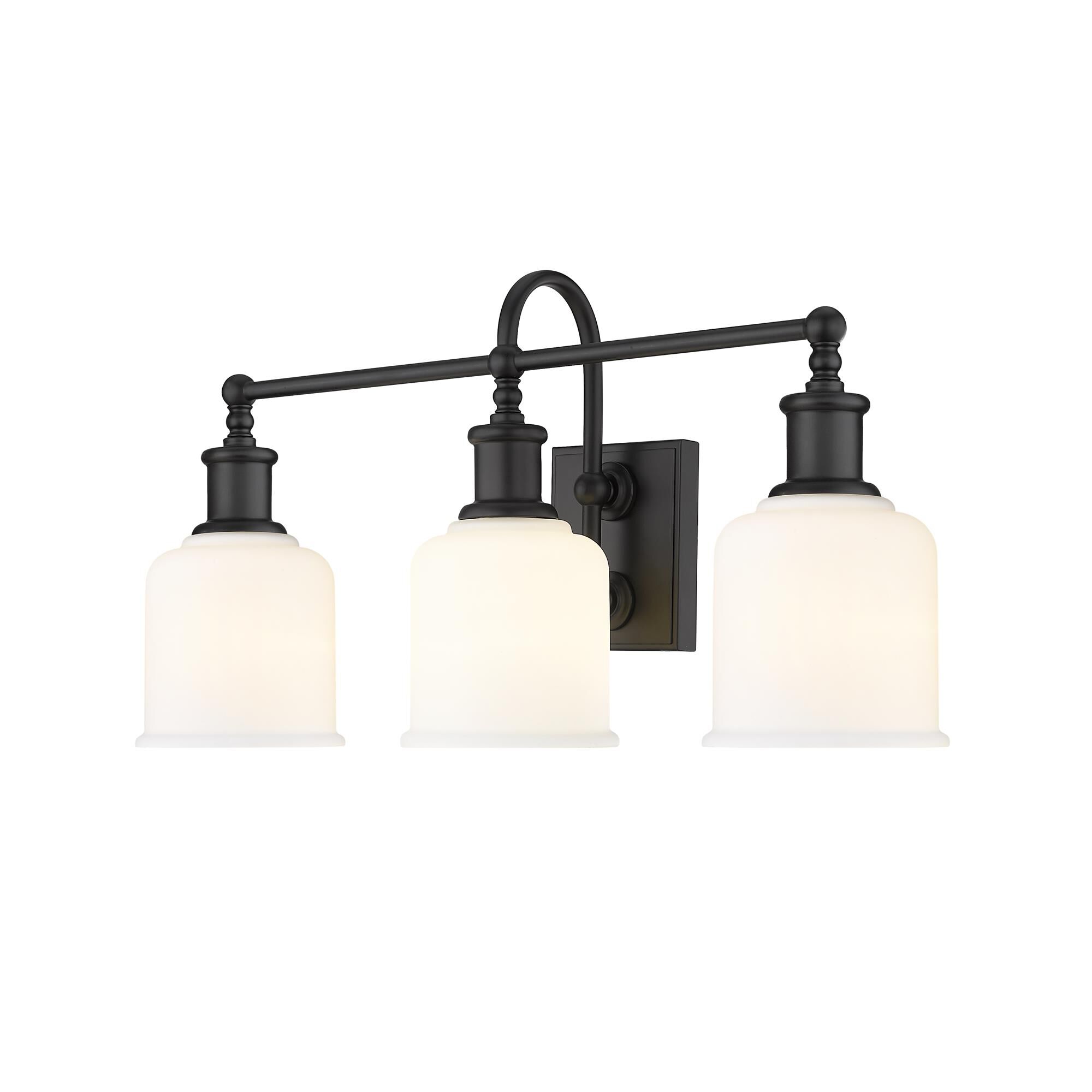 Shown in Matte Black finish and Glass shade