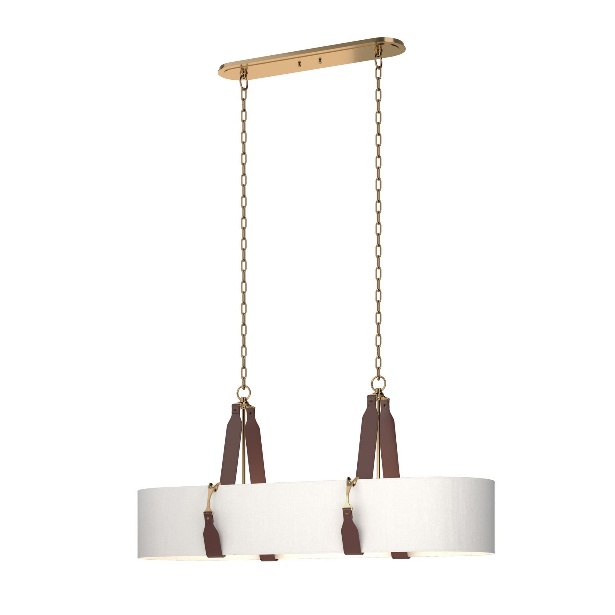 Shown in Antique Brass finish and Natural Anna shade and Leather British Brown accent