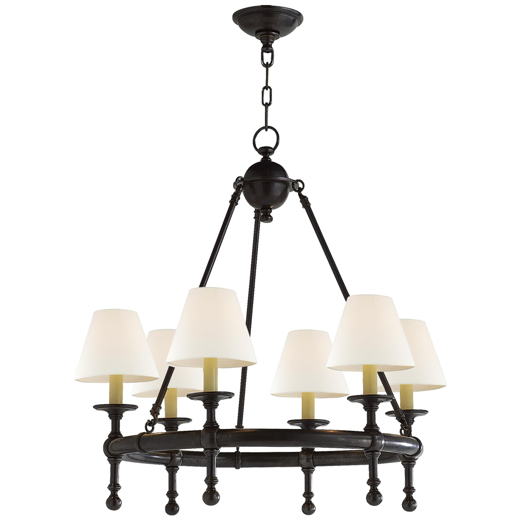 Shown in Bronze finish and Linen shade