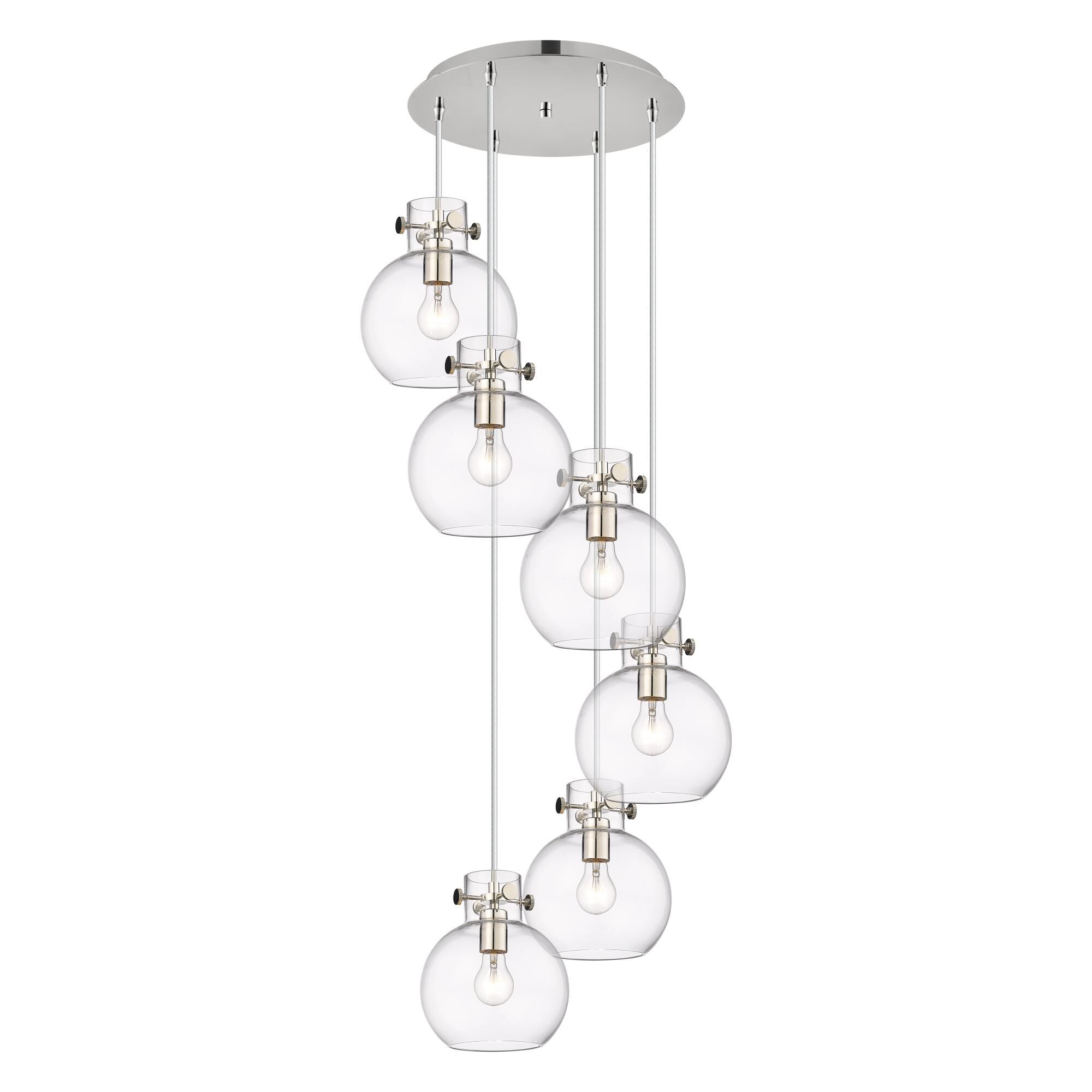 Shown in Polished Nickel finish and Clear glass and Clear Glass shade