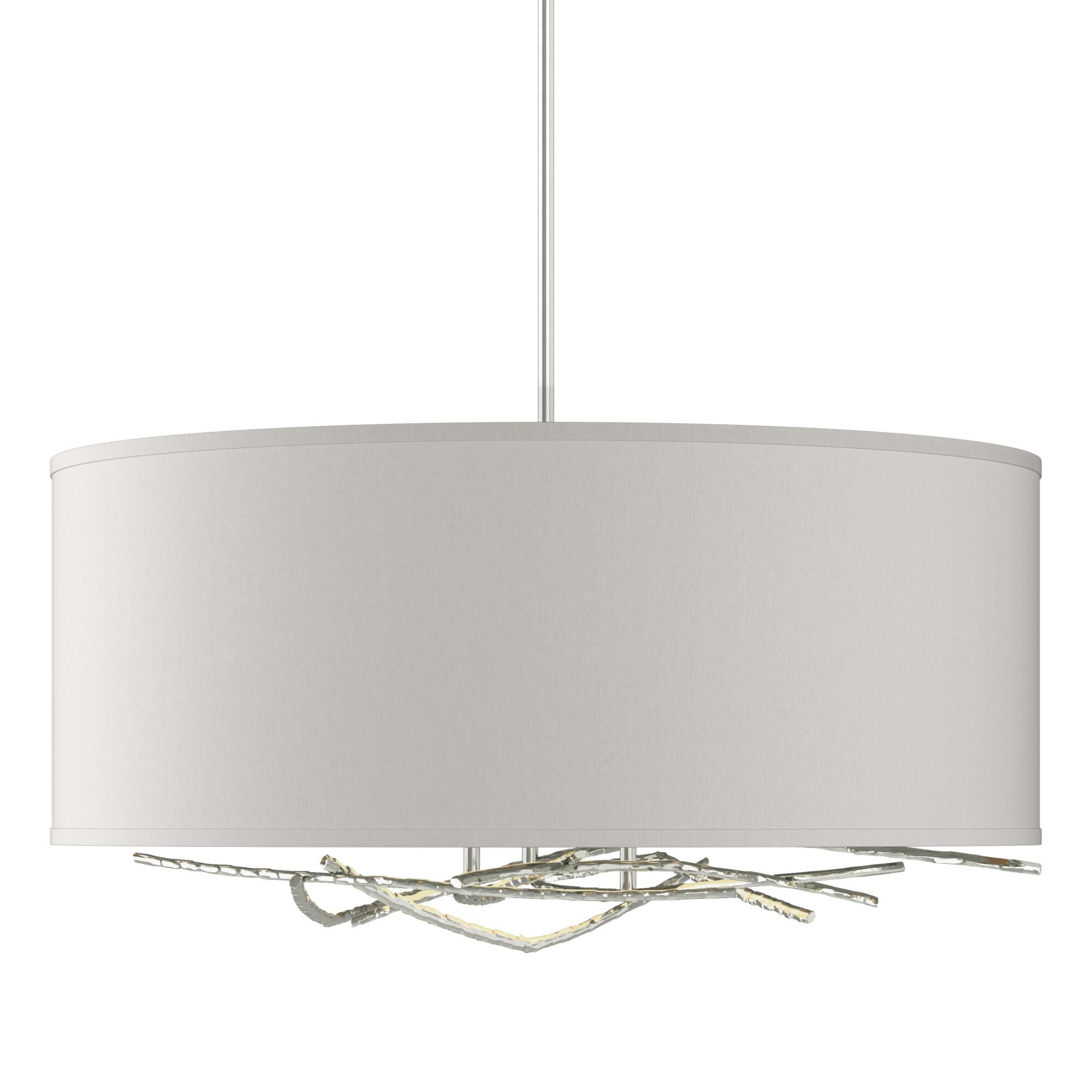 Shown in Sterling finish and Beige Fabric shade