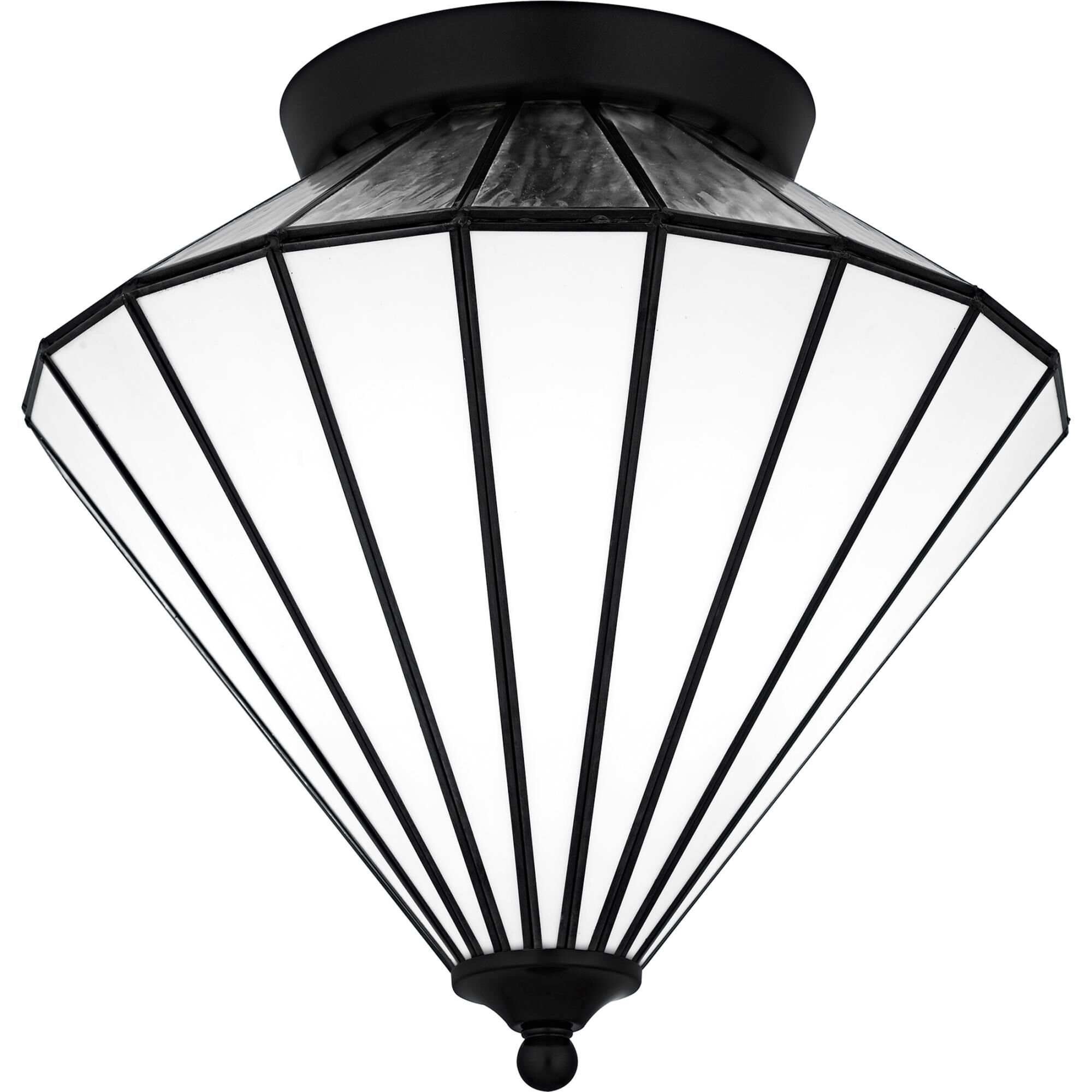 Shown in Matte Black finish and Multicolor Art Glass shade