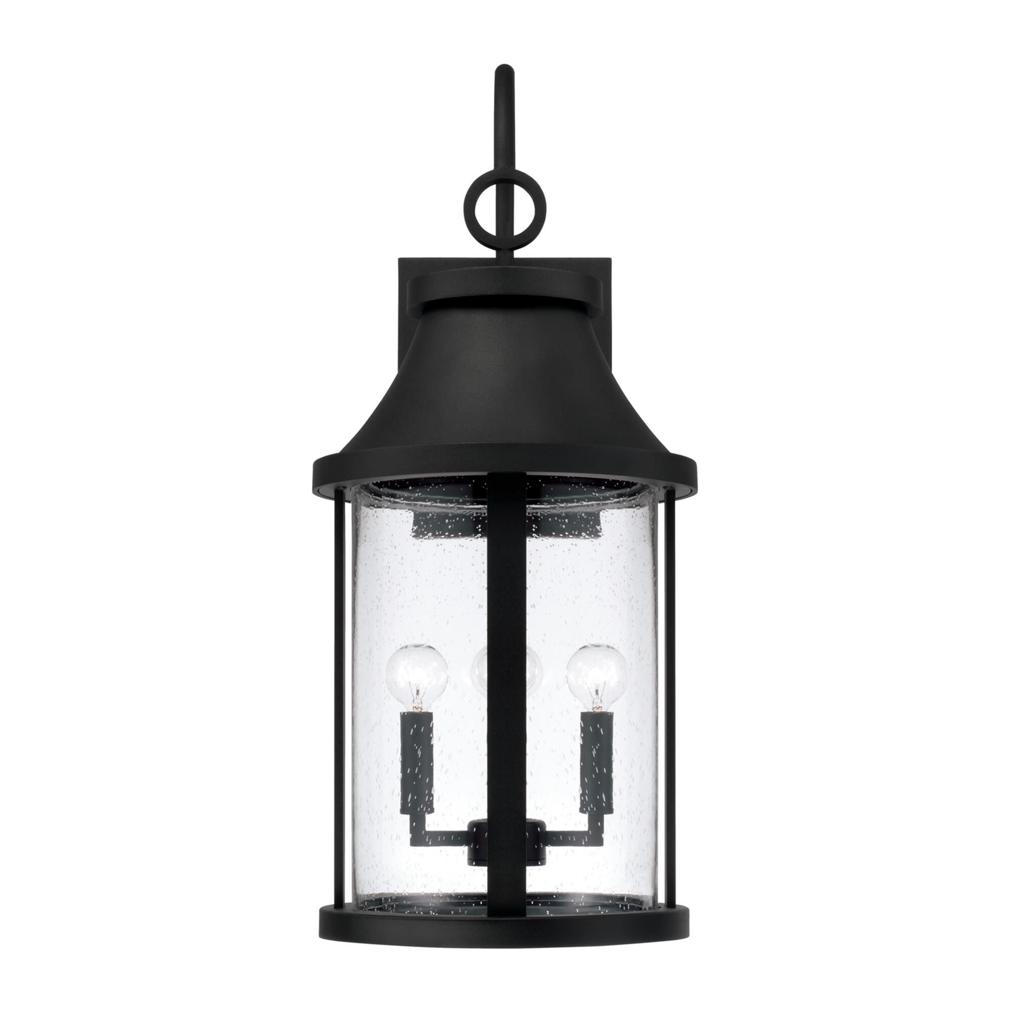 Shown in Black finish and Clear Seeded glass