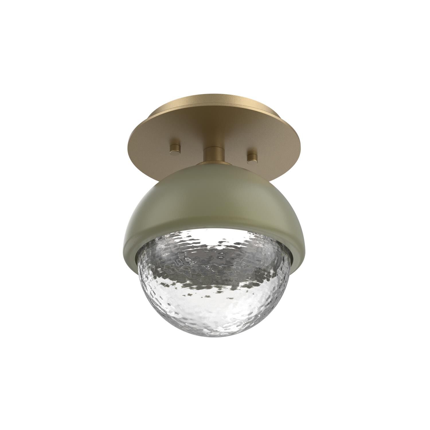 Shown in Gilded Brass finish and Clear glass and Sage Green accent