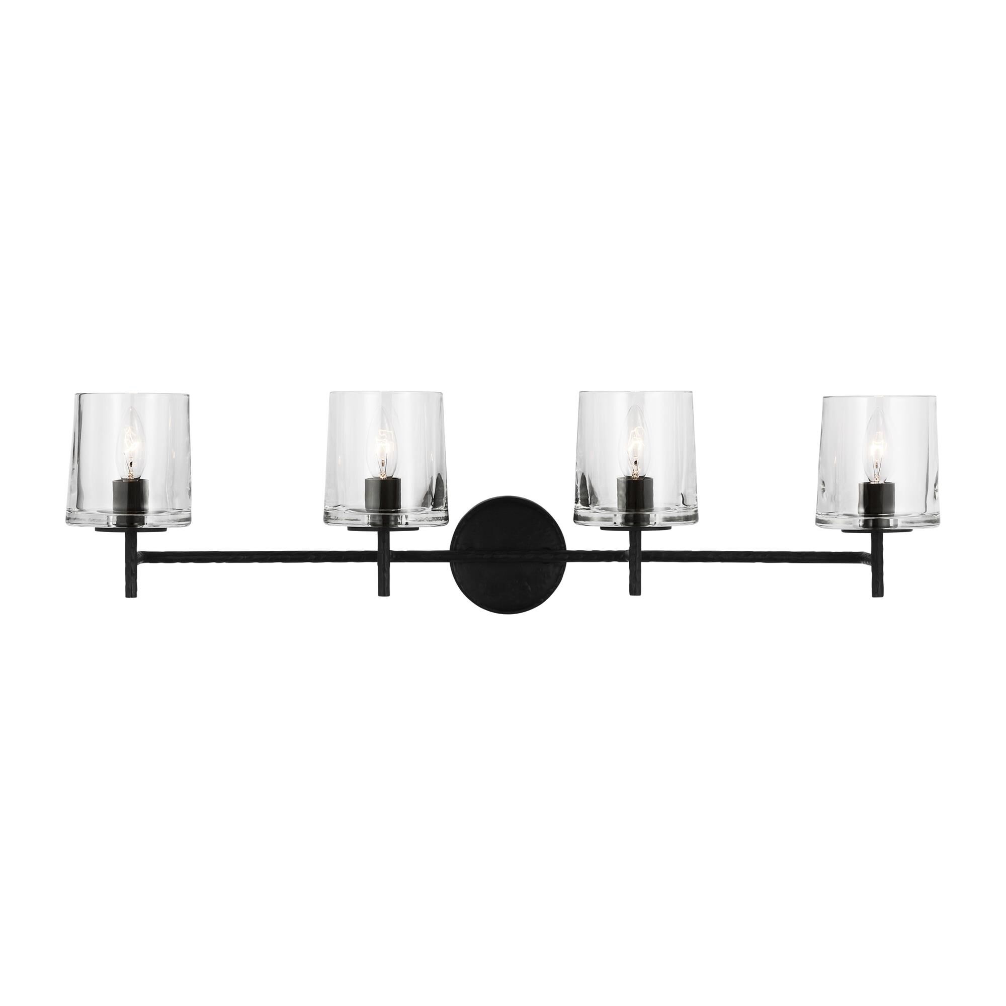 Shown in Aged Iron finish and Clear Glass s shade