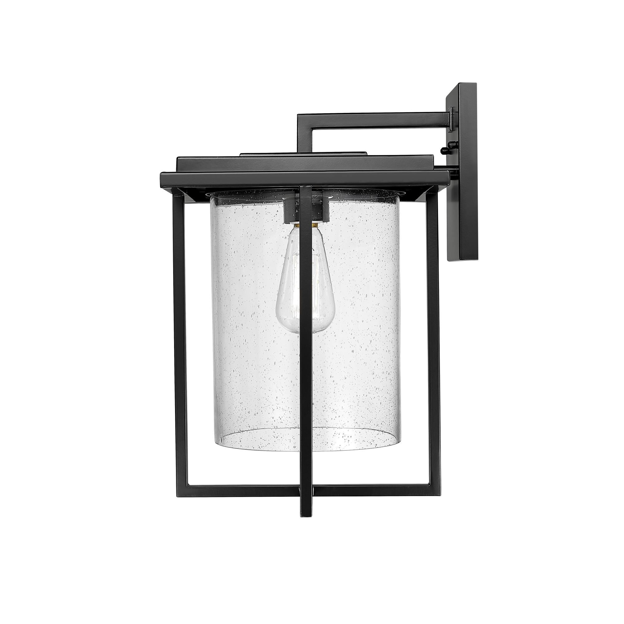 Shown in Powder Coated Black finish and Clear Seeded glass